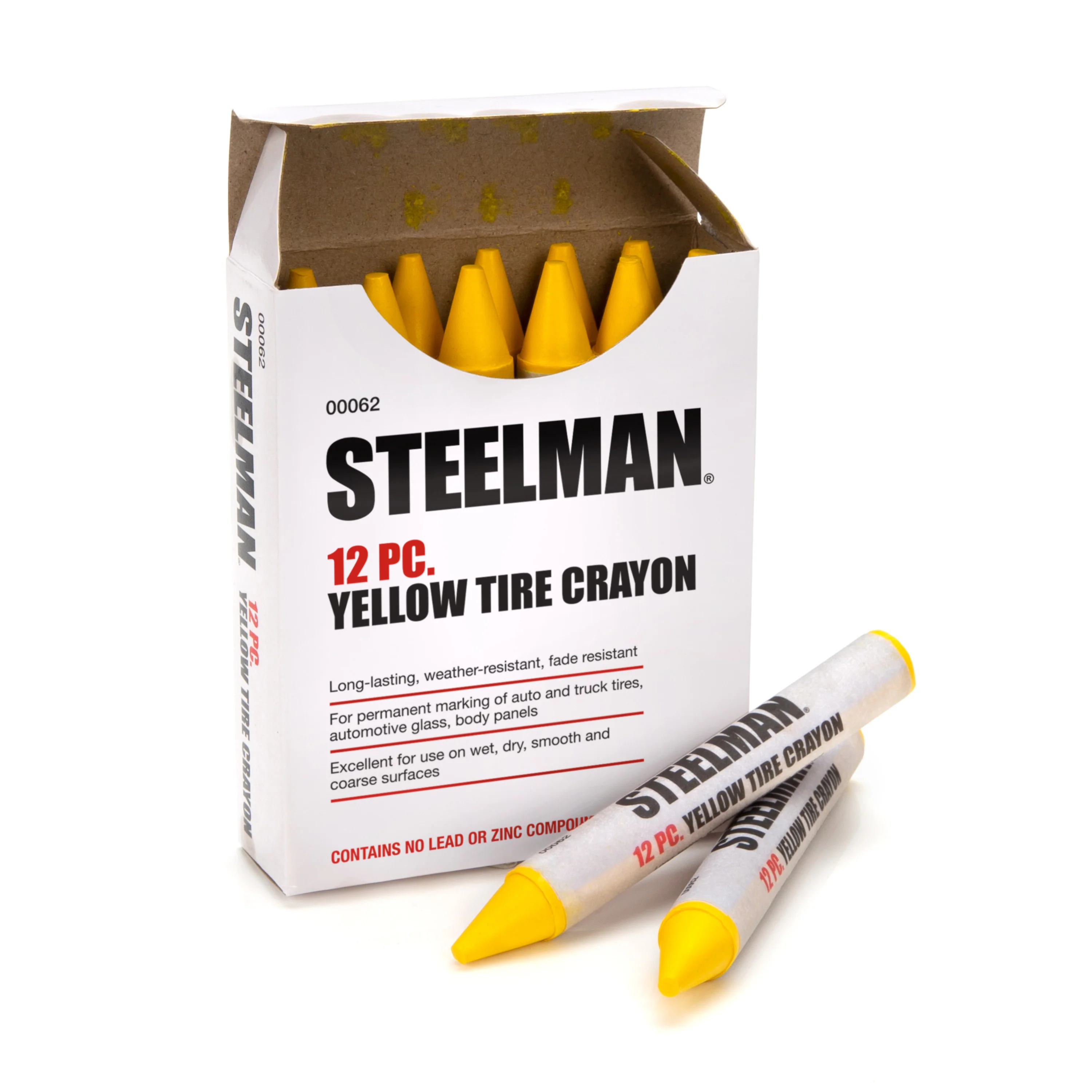 Yellow Tire Marking Crayons, Box of 12 (24-Pack) - Image 2