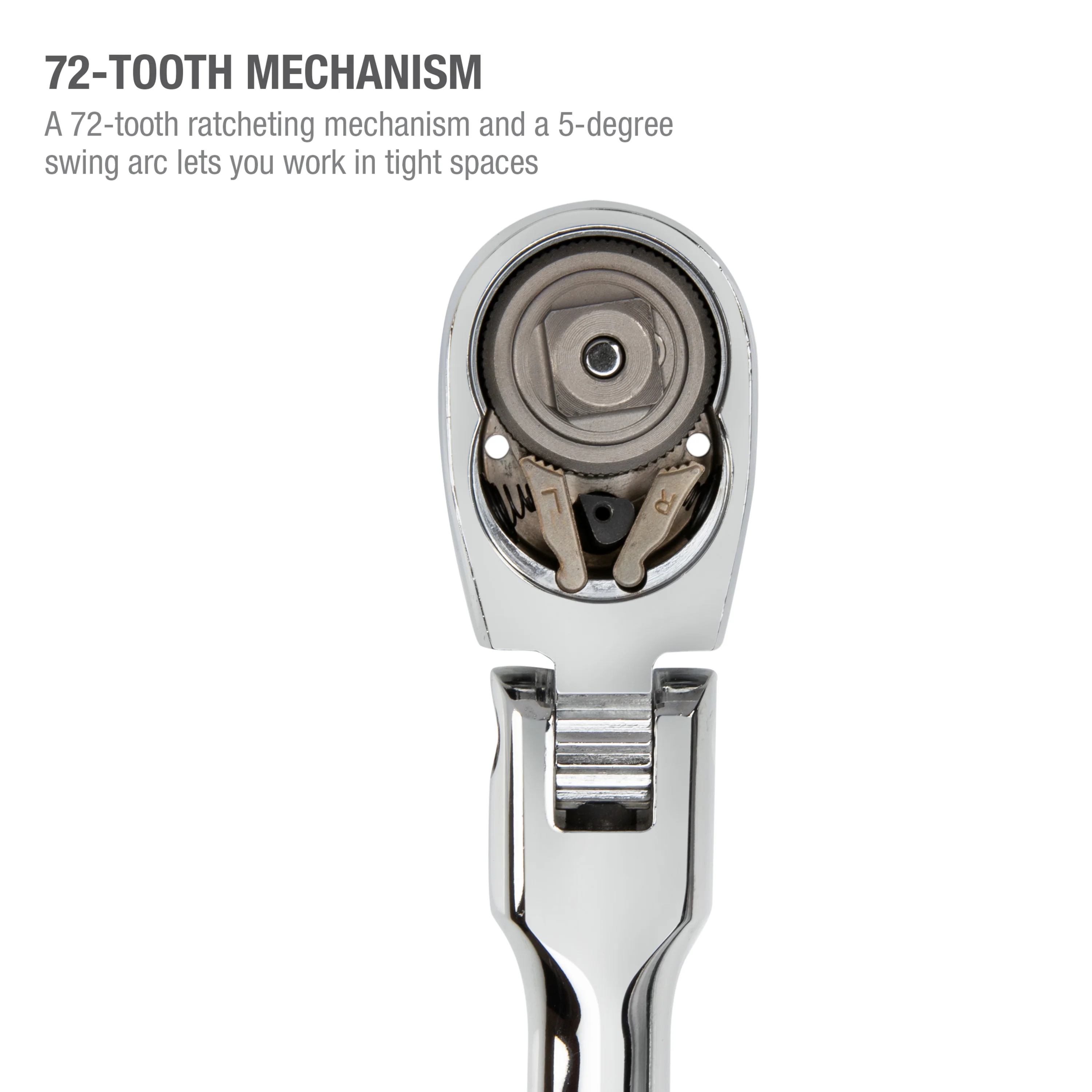 1/2-Inch Drive 72-Tooth 180-Degree Flex-Head Reversible Quick-Release Ratchet with 24-Inch Long Full Polish Handle - Image 3