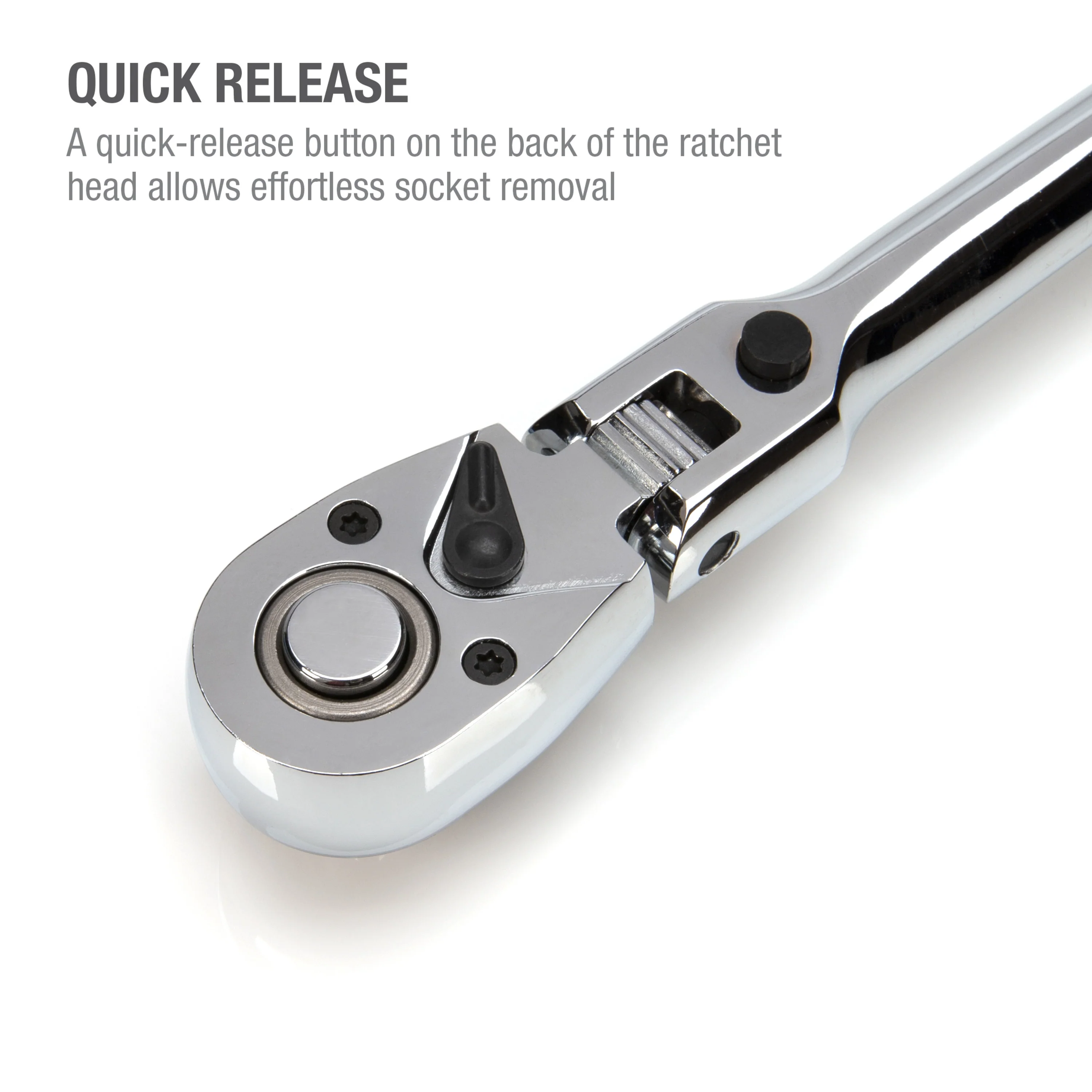 1/2-Inch Drive 72-Tooth 180-Degree Flex-Head Reversible Quick-Release Ratchet with 24-Inch Long Full Polish Handle - Image 5