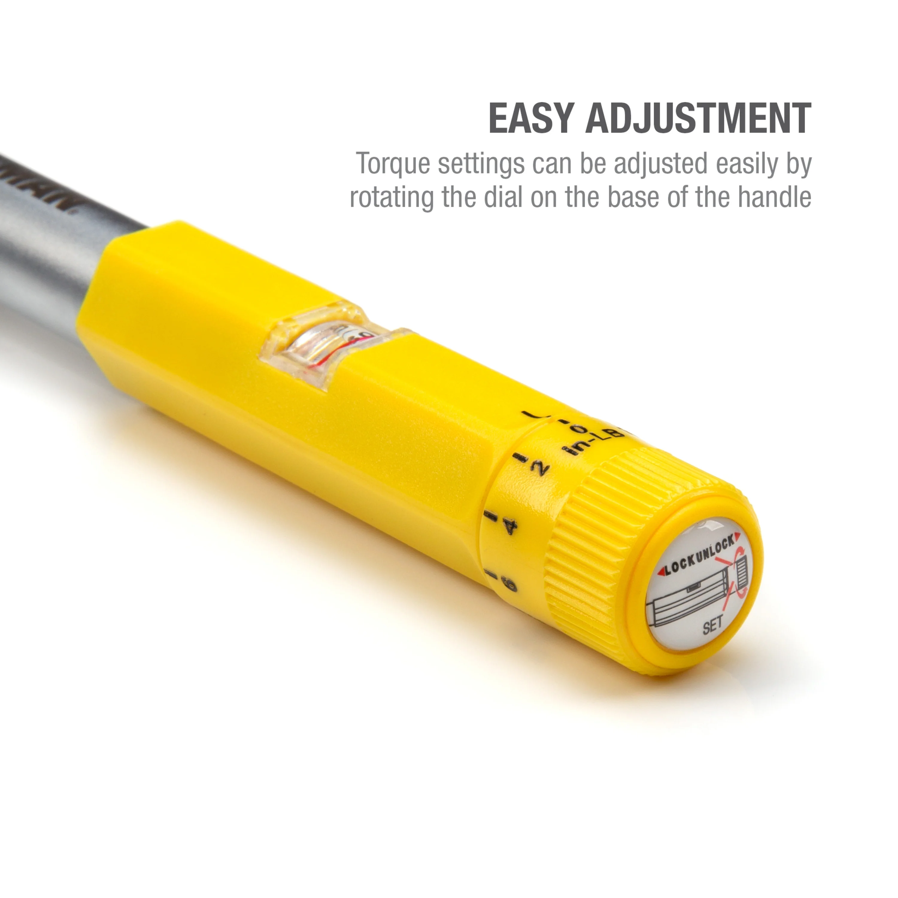 1/4-Inch Drive Micro-Adjustable Torque Wrench with Yellow Hi-Viz Handle, 30-150 Inch-Pounds - Image 7