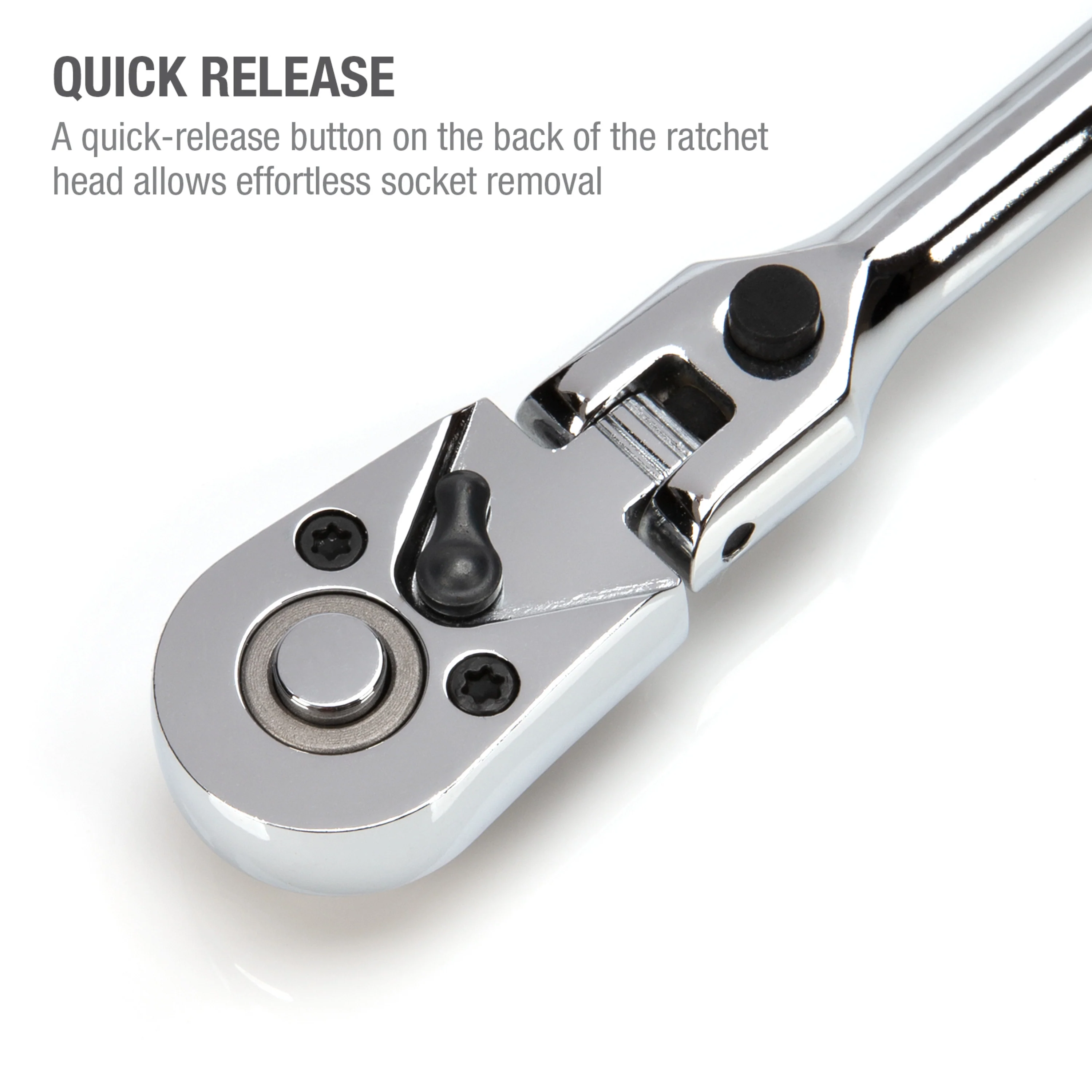 1/4-Inch Drive 72-Tooth 180-Degree Flex-Head Reversible Quick-Release Ratchet with 12-Inch Long Full Polish Handle - Image 5