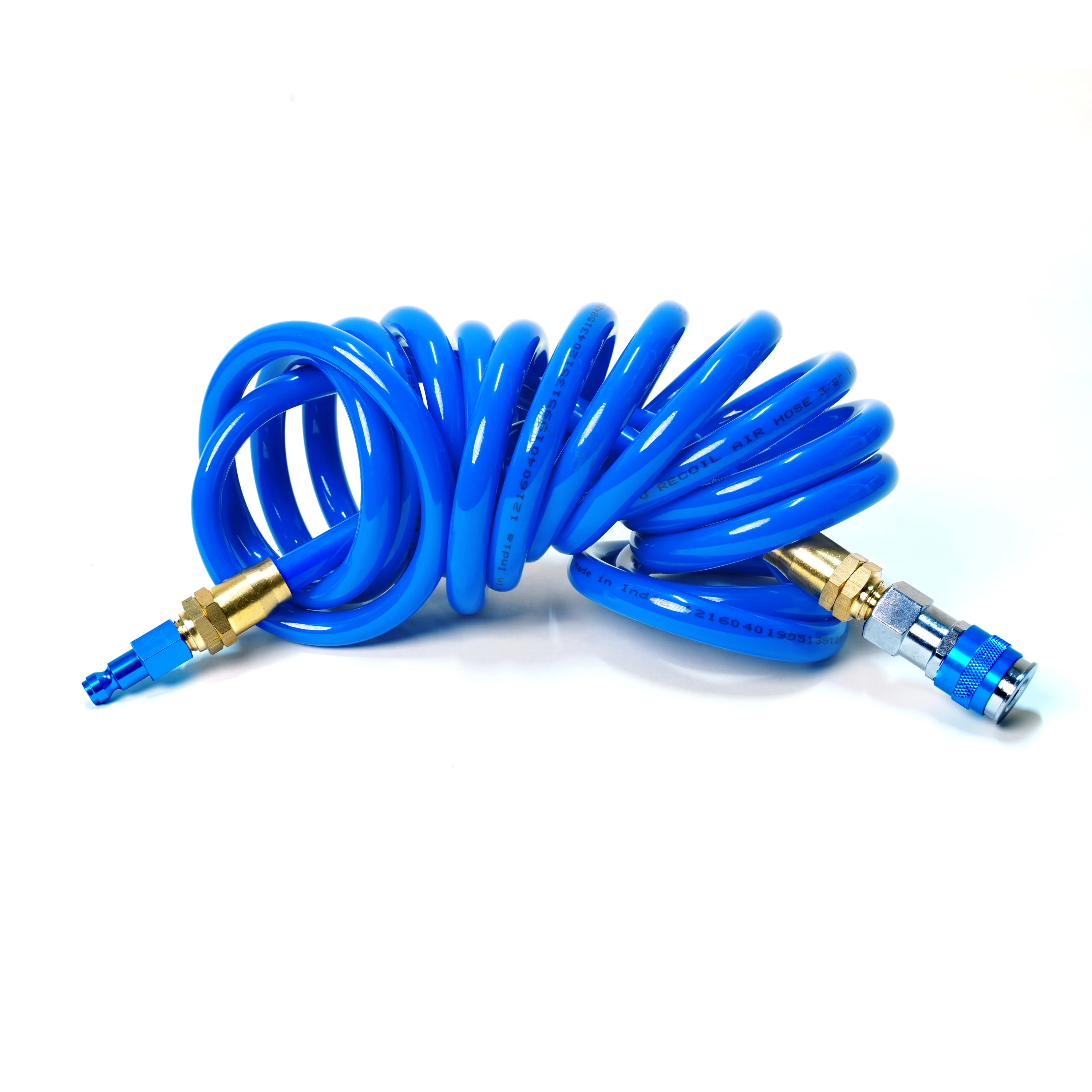 15-Foot Coiled 3/8-Inch ID Air Hose with Adapter and Reusable 1/4-Inch NPT Brass Fittings - Image 2