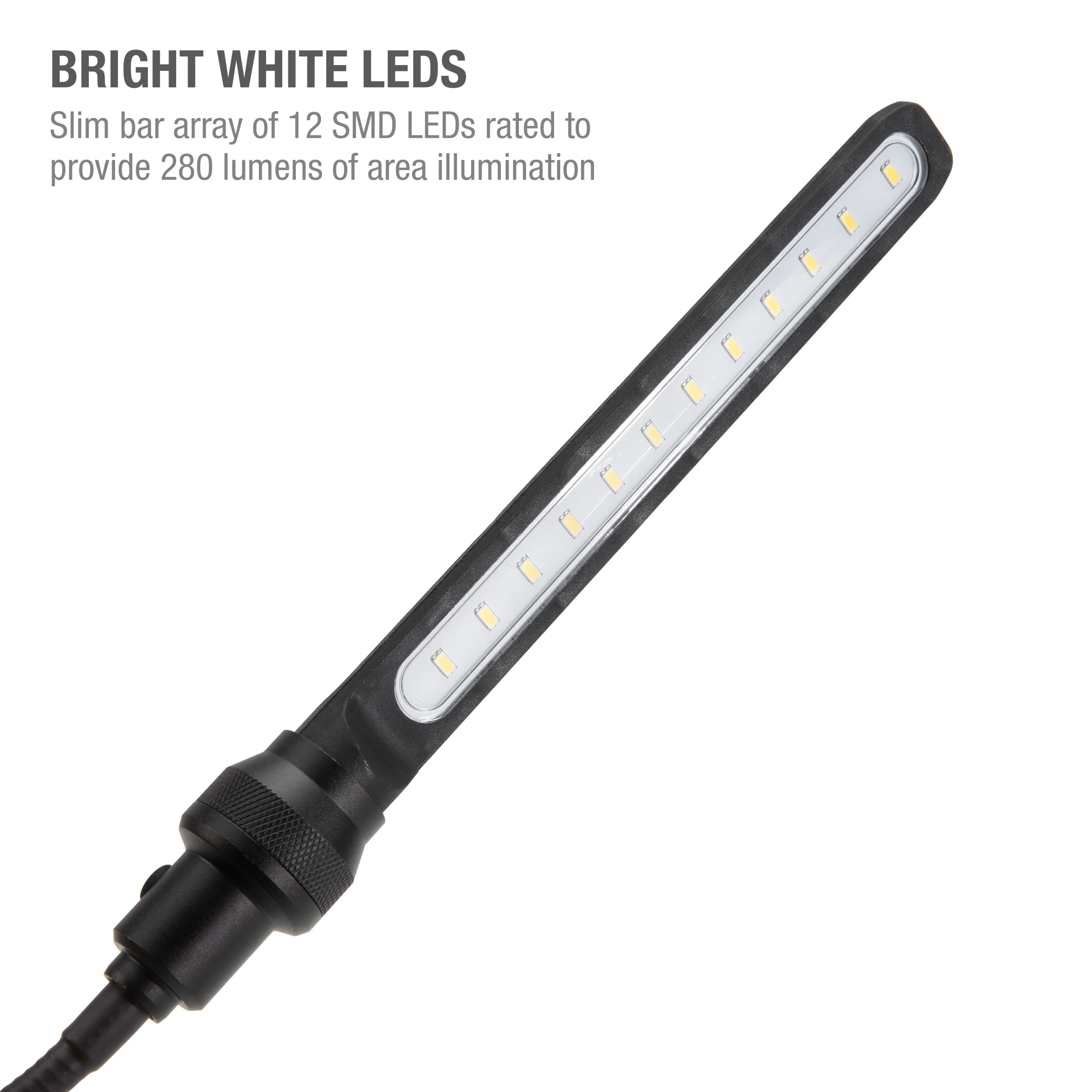 Rechargeable 280-Lumen Slim Bar LED Tire Jim Light with 32-Inch Gooseneck and Magnetic Base - Image 3