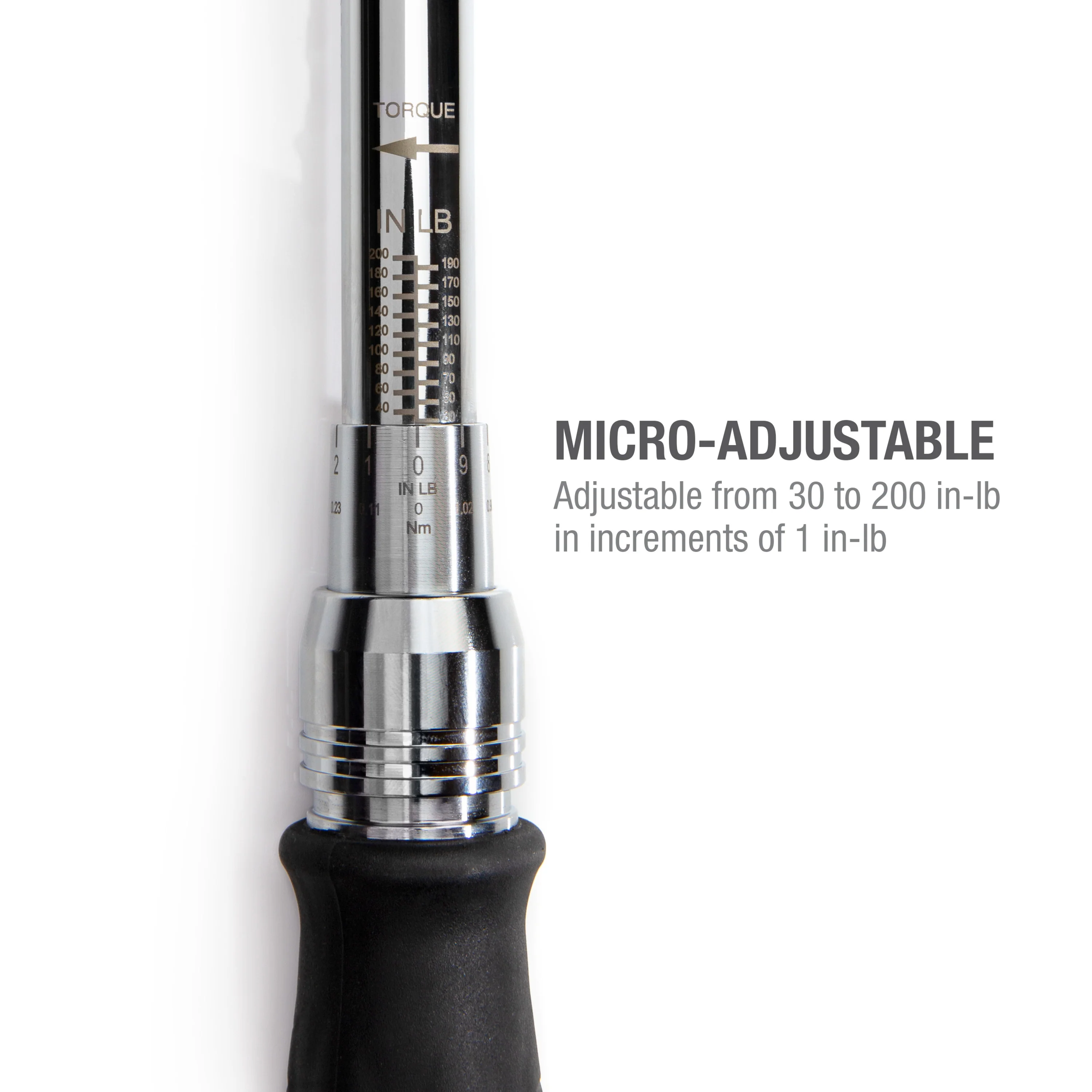 3/8-Inch Drive 30-200 in-lb Micro-Adjustable Torque Wrench - Image 4