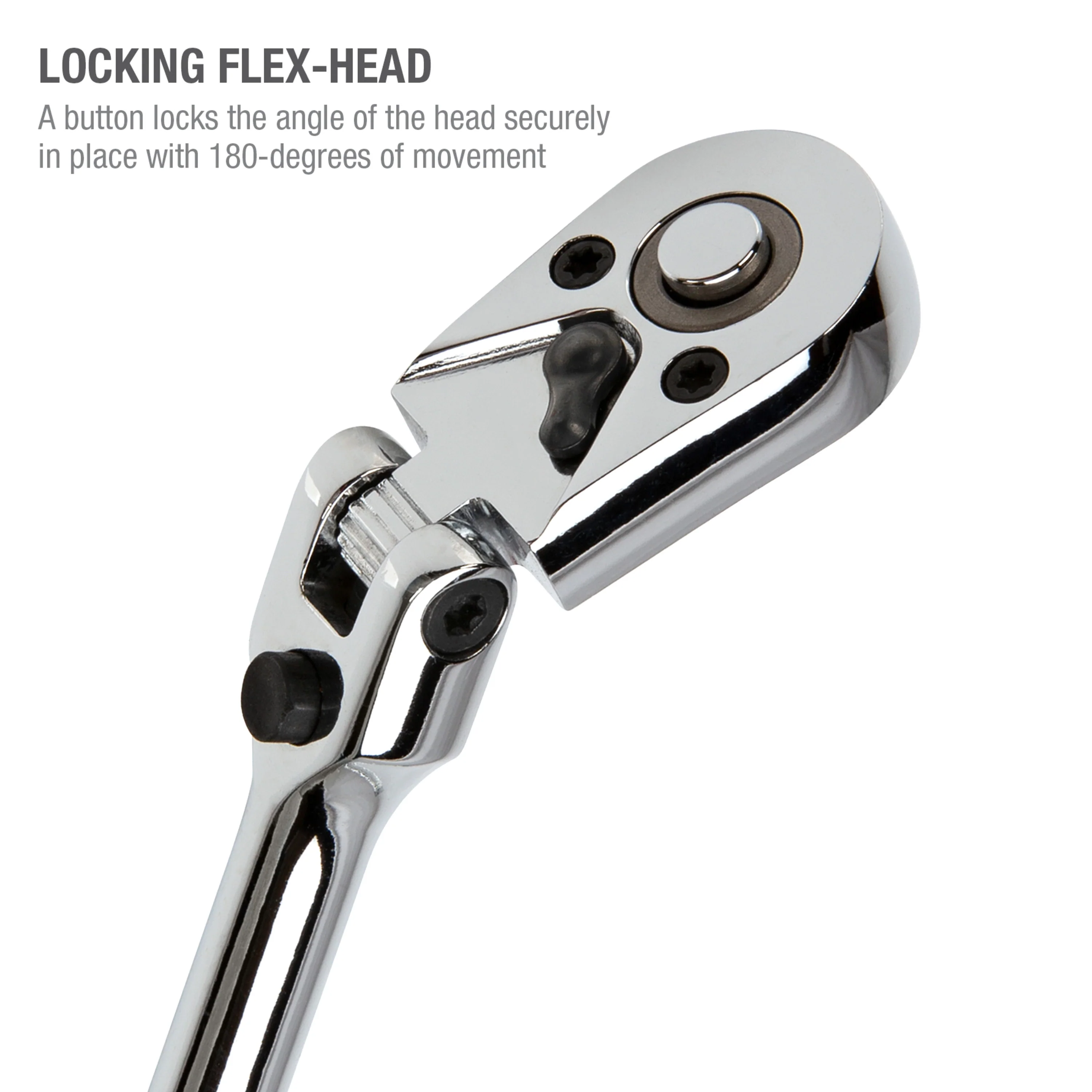 3/8-Inch Drive 72-Tooth 180-Degree Flex-Head Reversible Quick-Release Ratchet with 18-Inch Long Full Polish Handle - Image 4