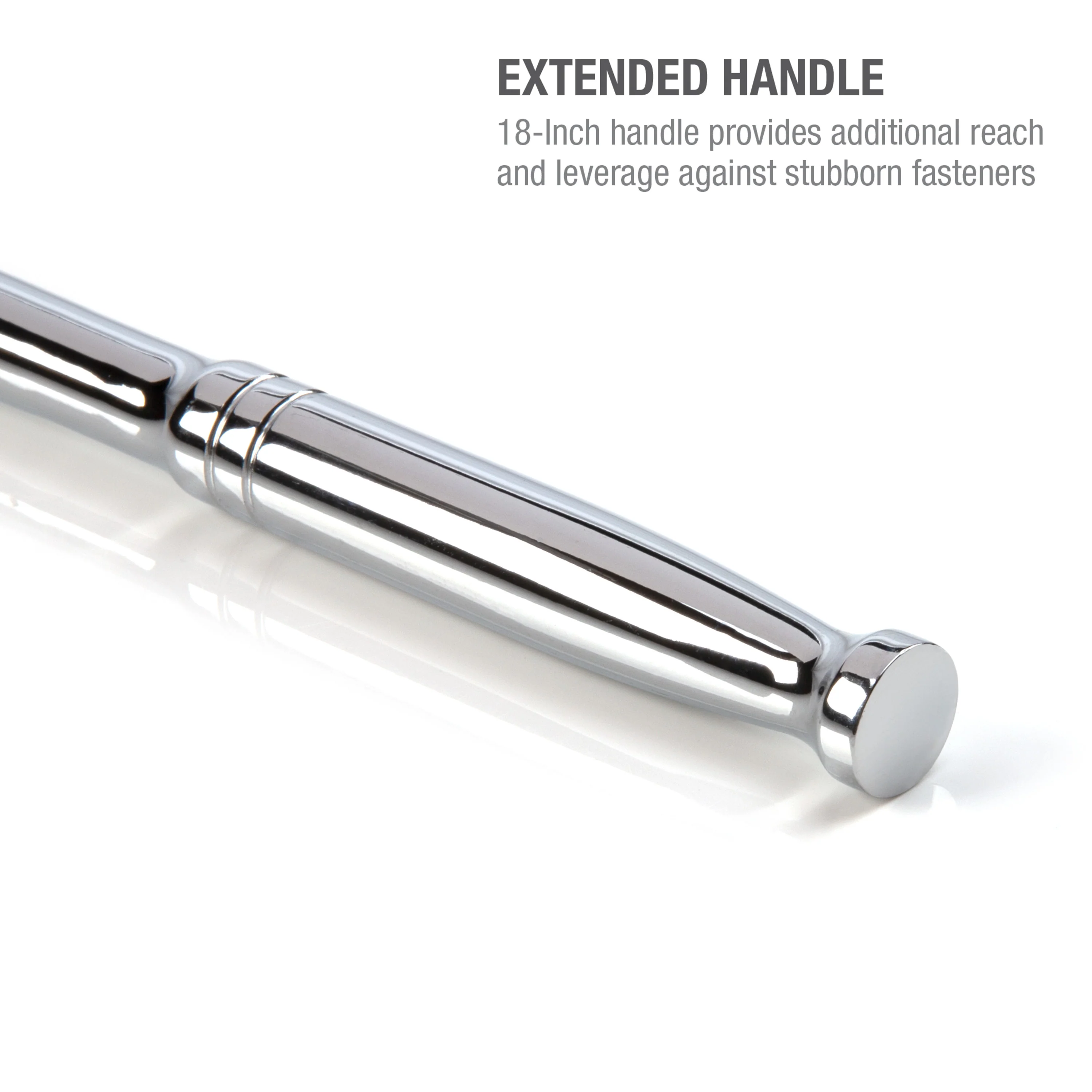 3/8-Inch Drive 72-Tooth 180-Degree Flex-Head Reversible Quick-Release Ratchet with 18-Inch Long Full Polish Handle - Image 7