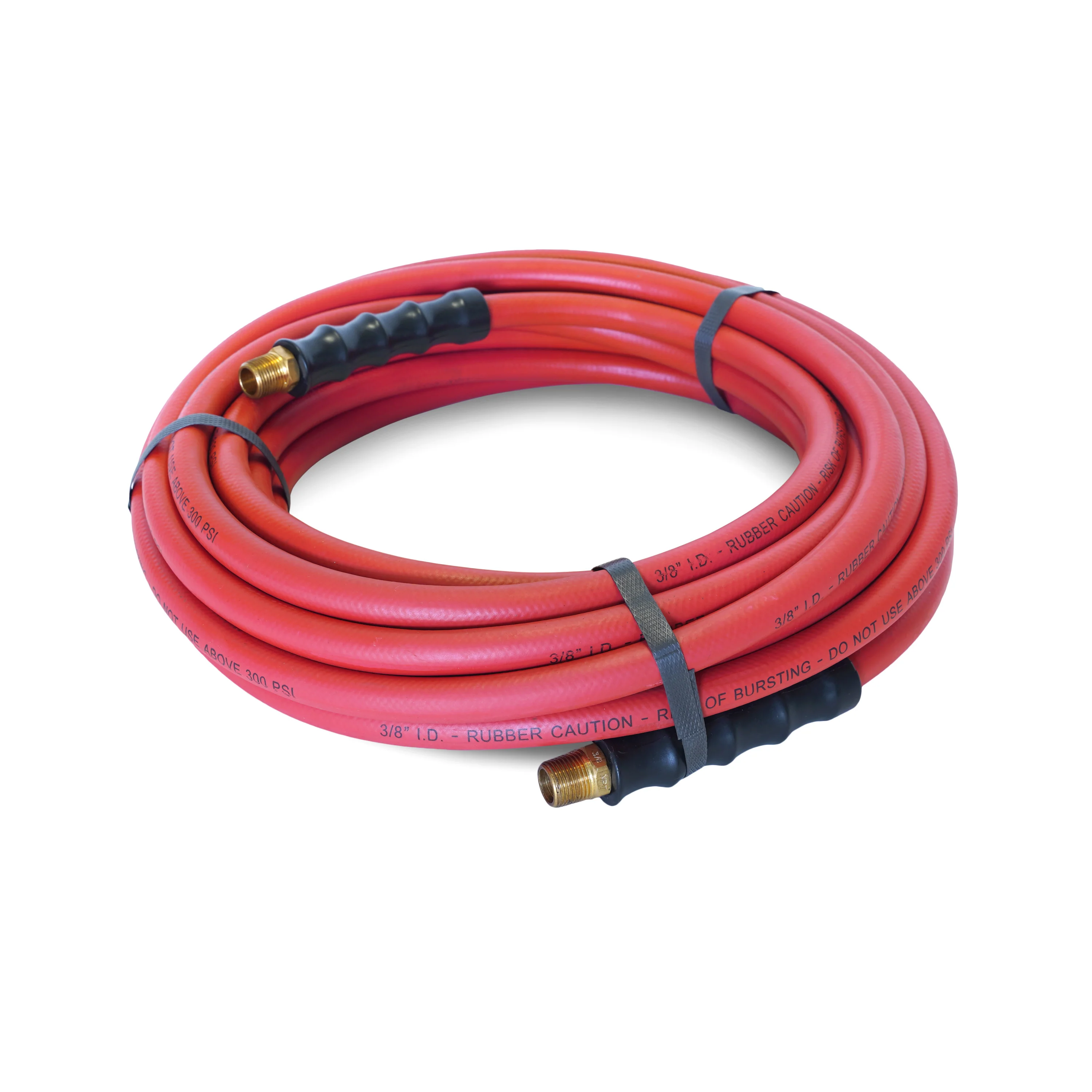 35-Foot Long Rubber 3/8-Inch ID Air Hose with 3/8-Inch NPT Brass Fittings - Image 2