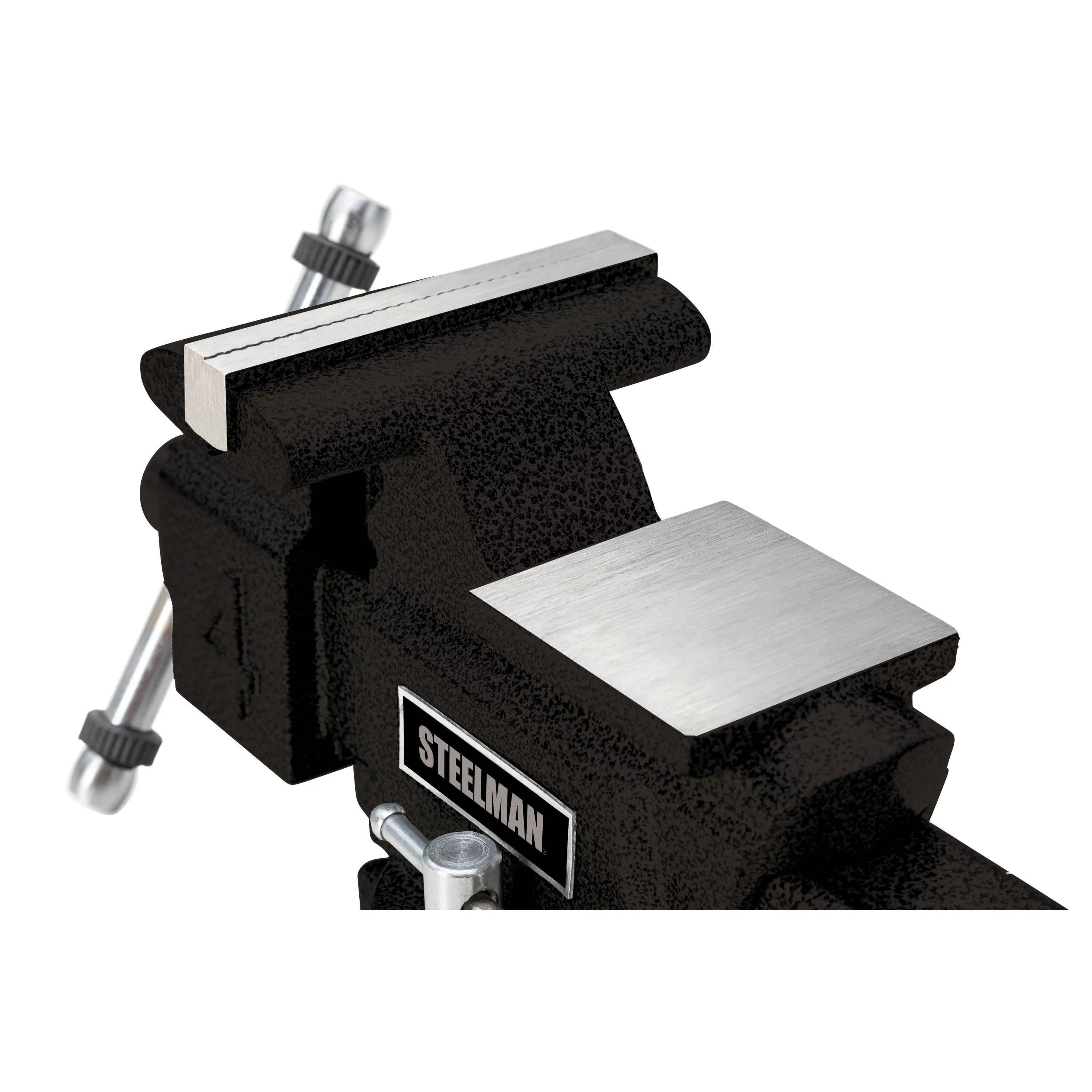 4-Inch Bench Vise with 360-degree Swivel Base, Serrated Steel Jaws, Gray - Image 5