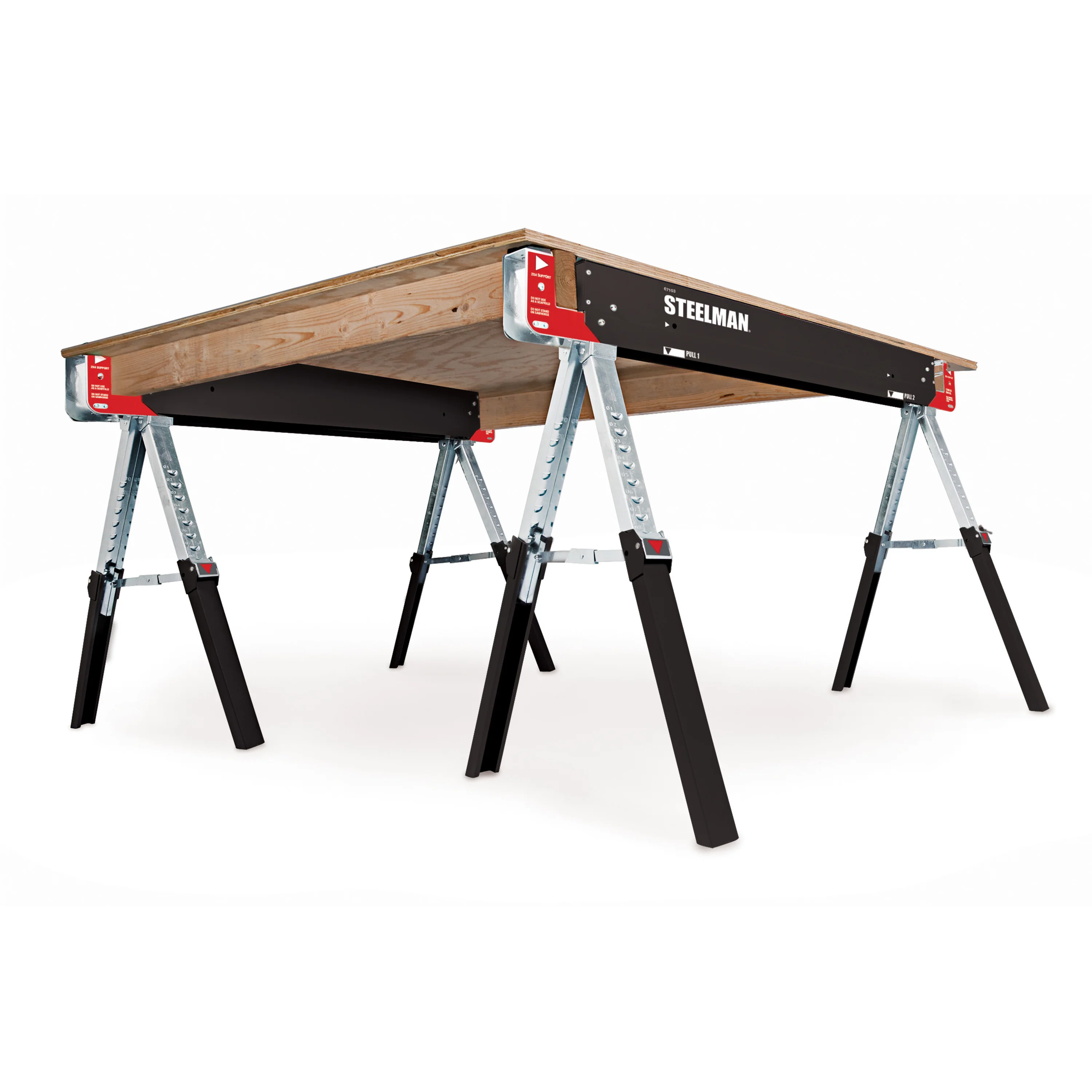 2-Piece Height Adjustable Folding Sawhorse and Work Table Set - Image 8