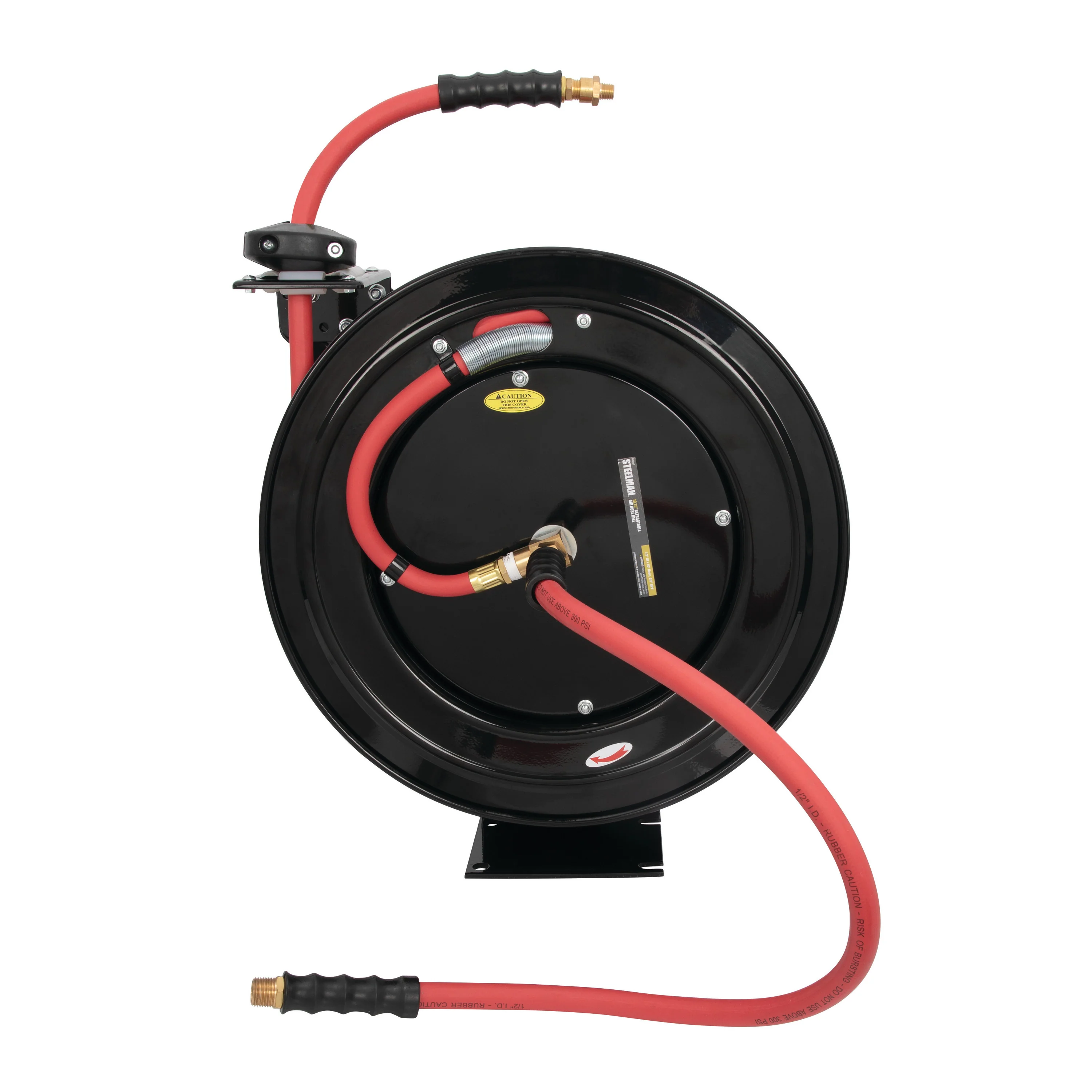 50-Foot Long 1/2-Inch Inner Diameter Air Hose with Spring Retractable Hose Reel with 3/8-Inch NPT Fittings - Image 2