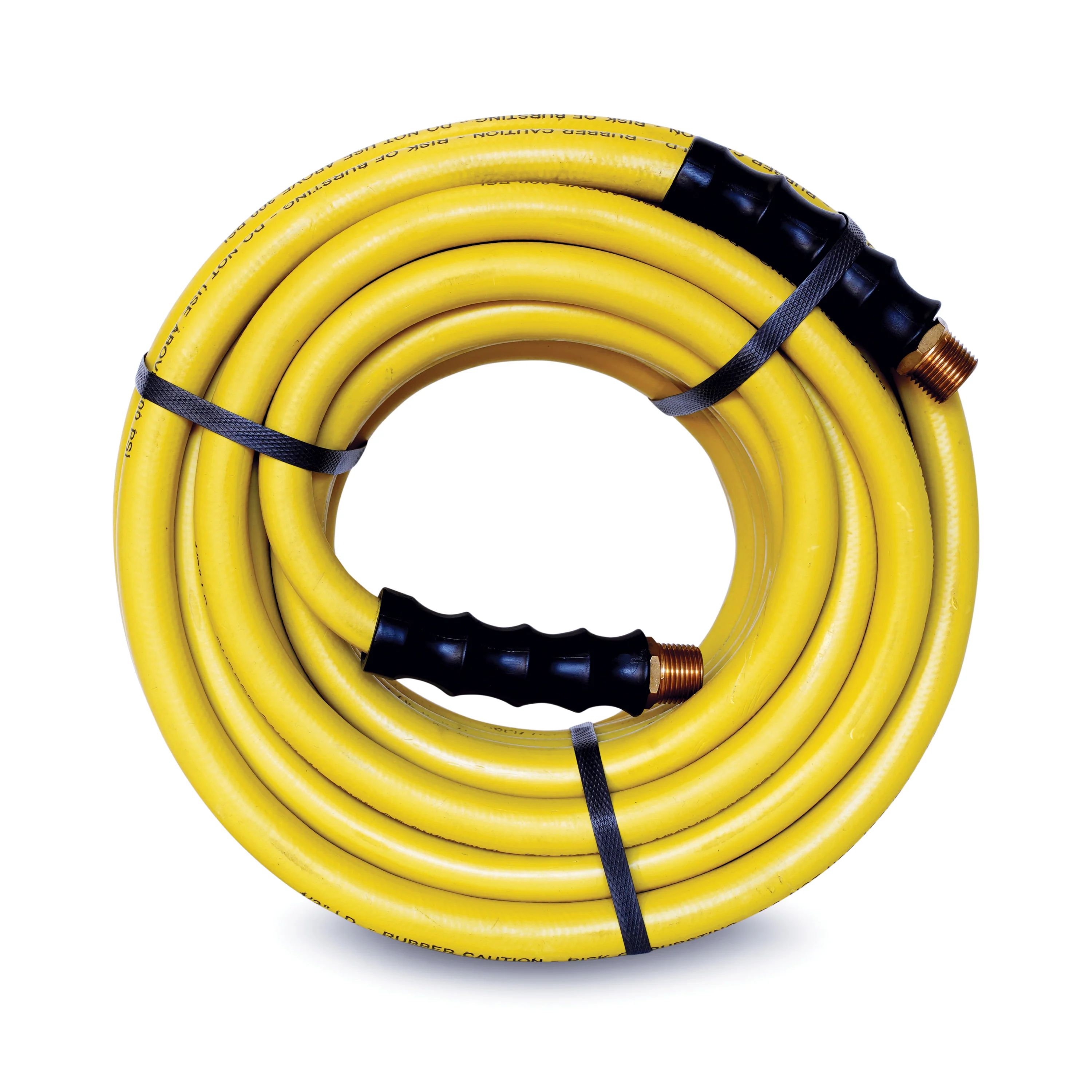 50-Foot Long Yellow Rubber 1/2-Inch ID Hose Reel Replacement Air / Water Hose with 1/2-Inch NPT Brass Fittings - Image 2