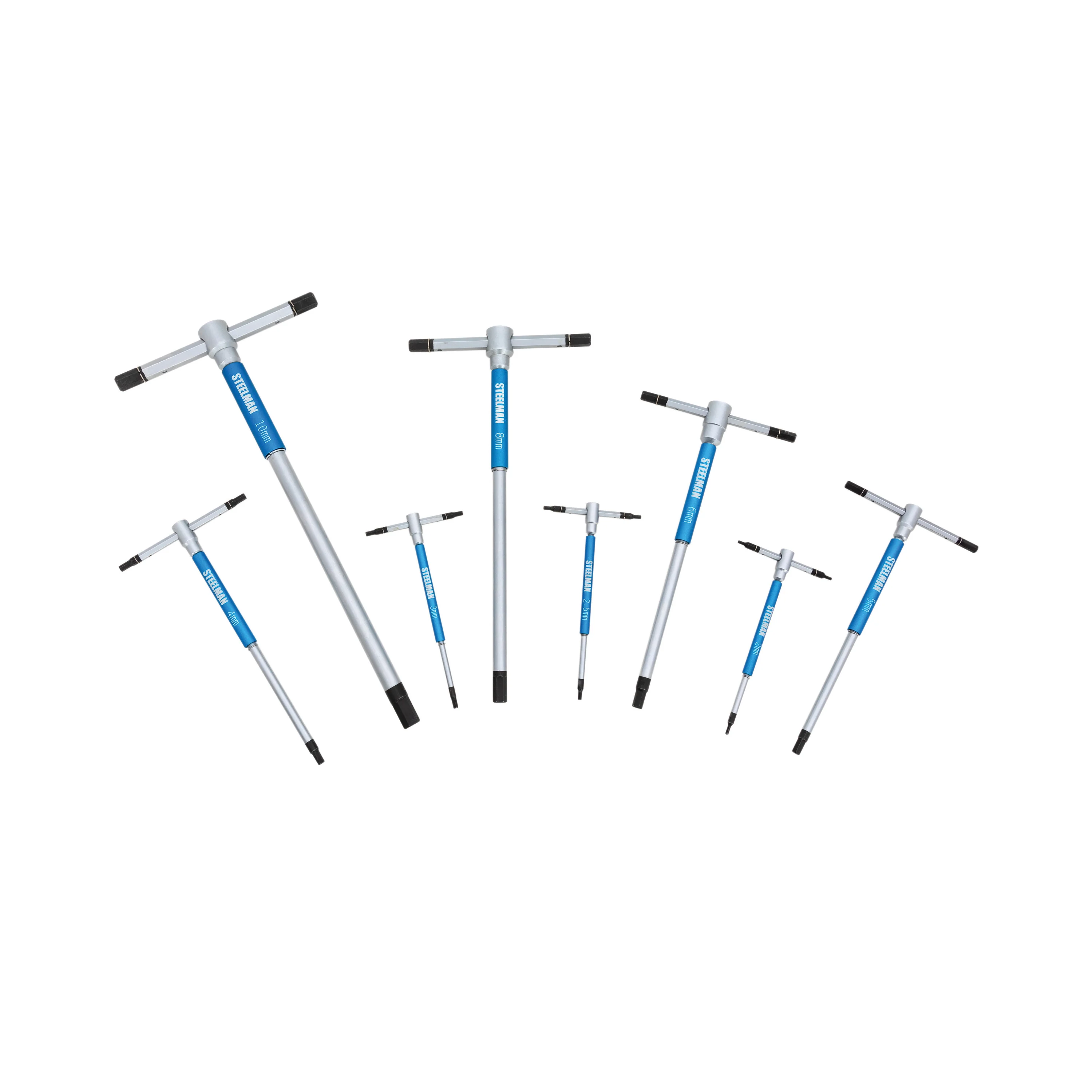 8-Piece Sliding T-Handle Metric Hex Key Set with Free-Spinning Grip Sleeves - Image 2