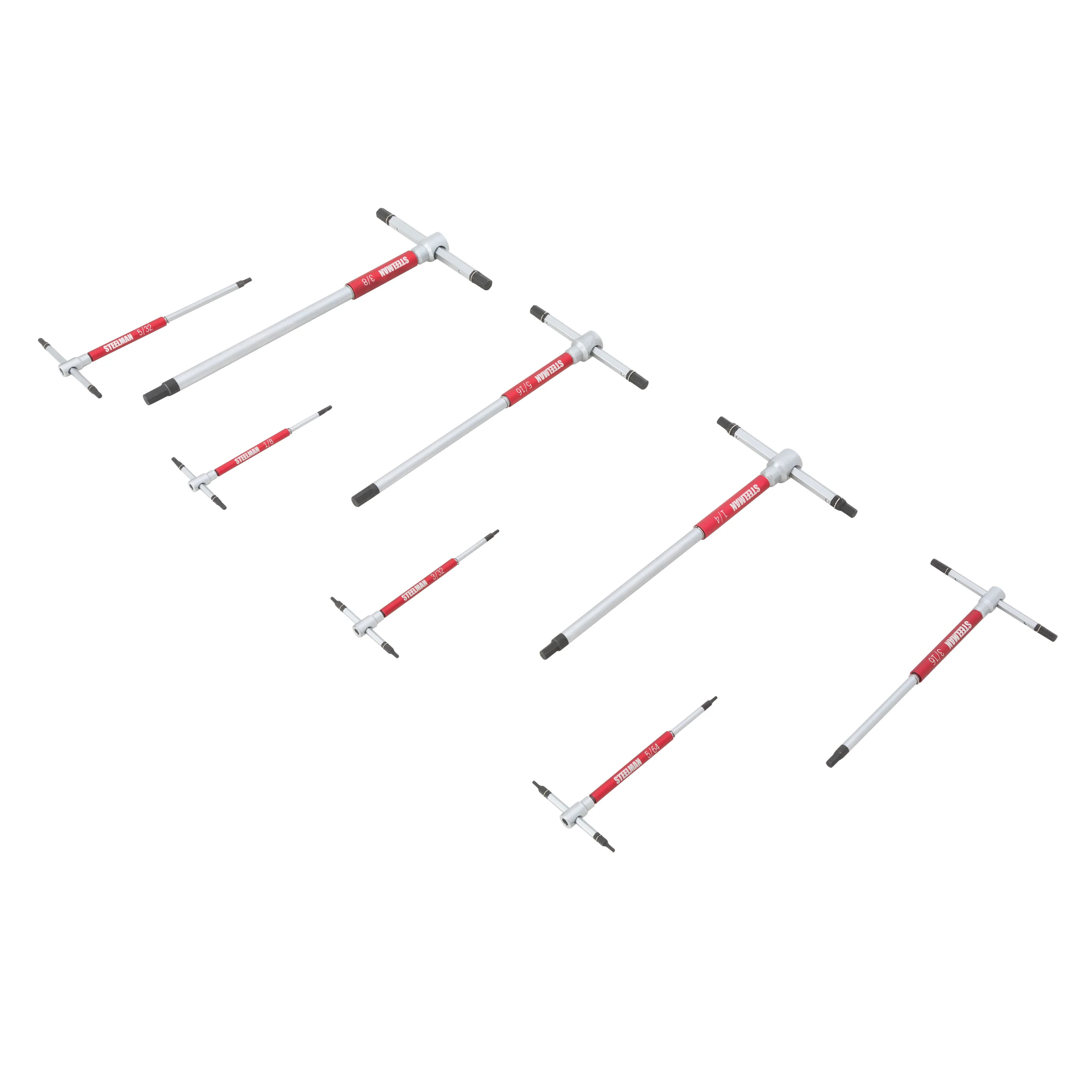 8-Piece Sliding T-Handle SAE Hex Key Set with Free-Spinning Grip Sleeves - Image 4