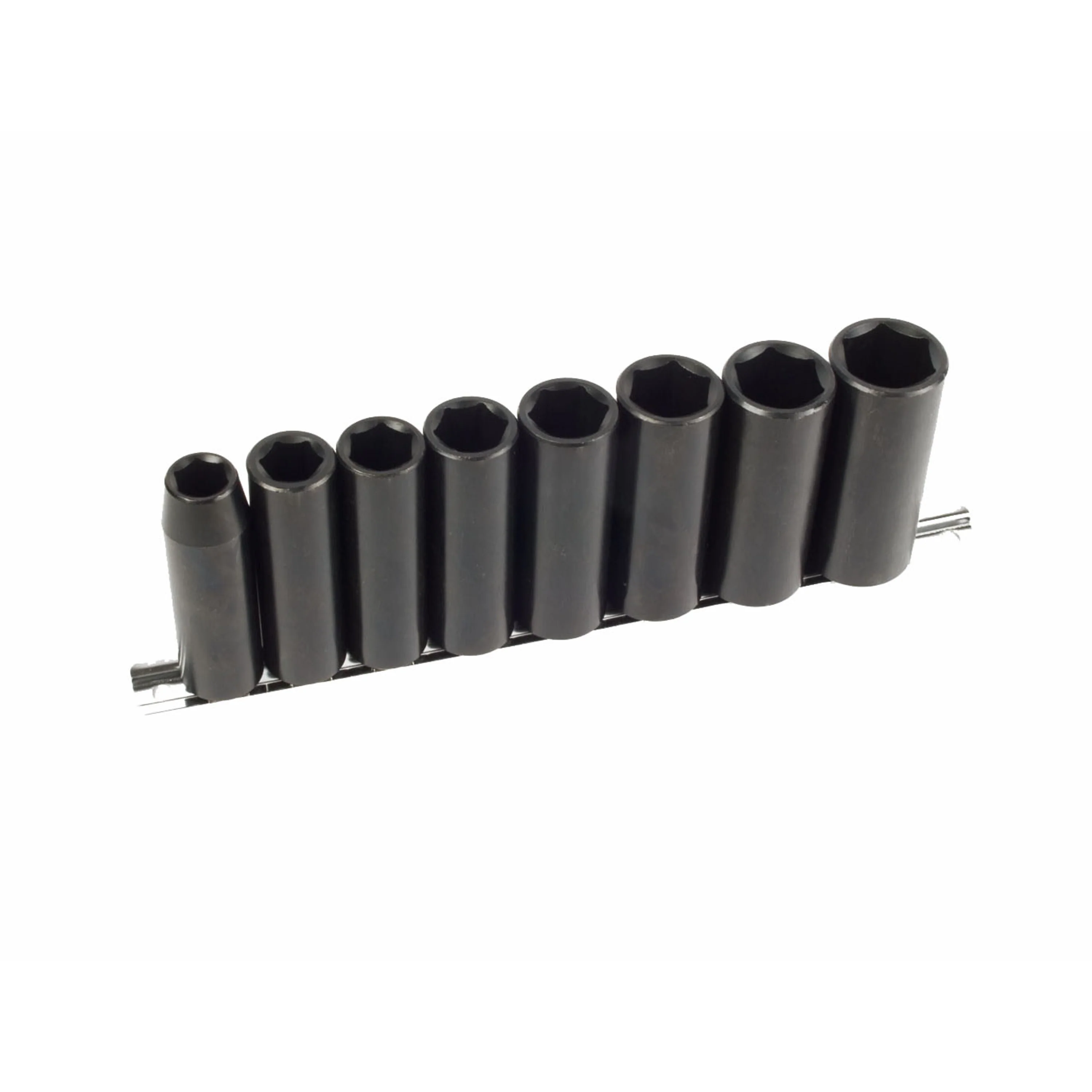 8-Piece 1/2-Inch Drive Deep Well SAE Impact Socket Set with Storage Rail - Image 2