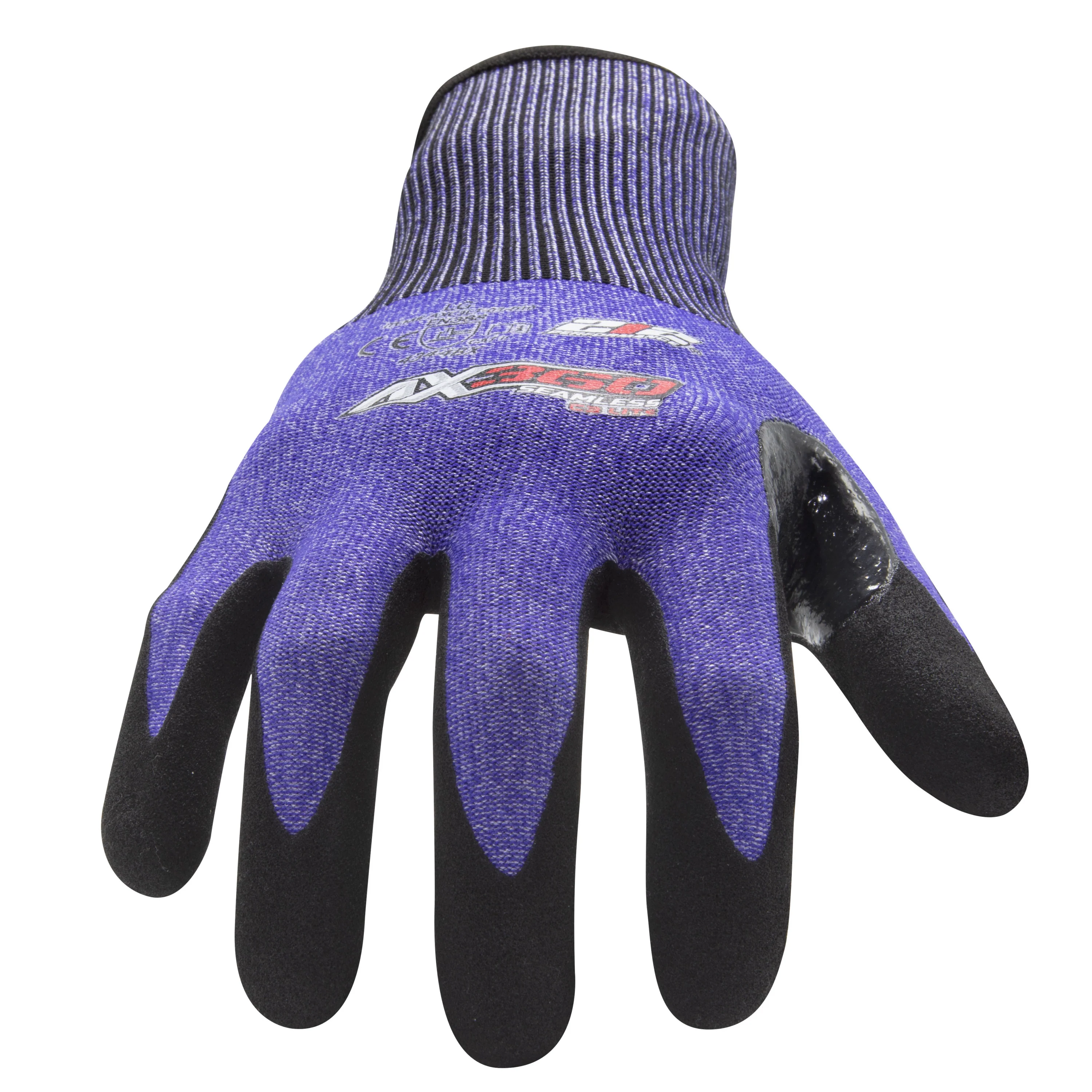 AX360 Seamless Knit Cut 3 Lite Gloves in Blue and Black - Image 2