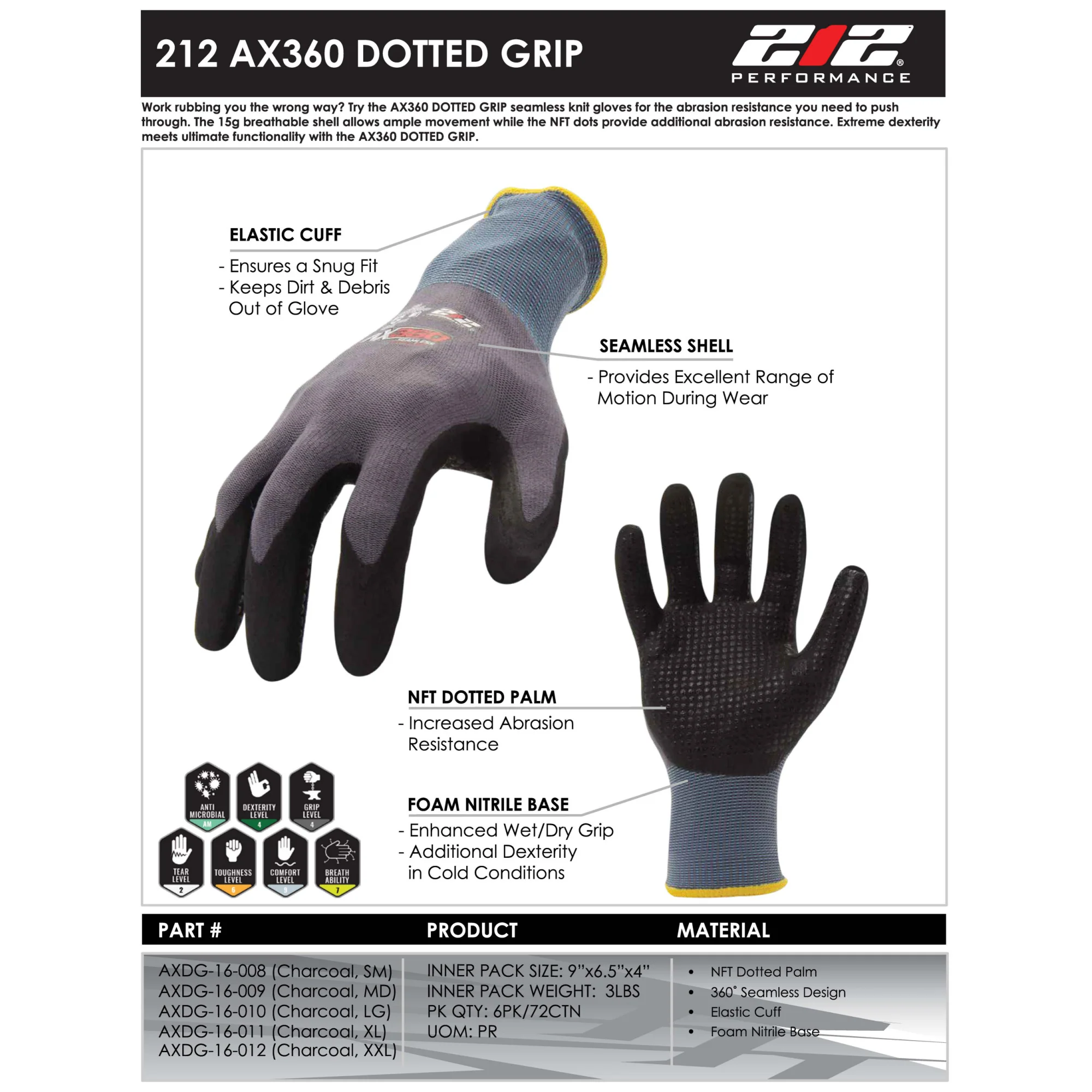 AX360 Dotted Grip Nitrile-dipped Work Gloves in Black and Gray - Image 6