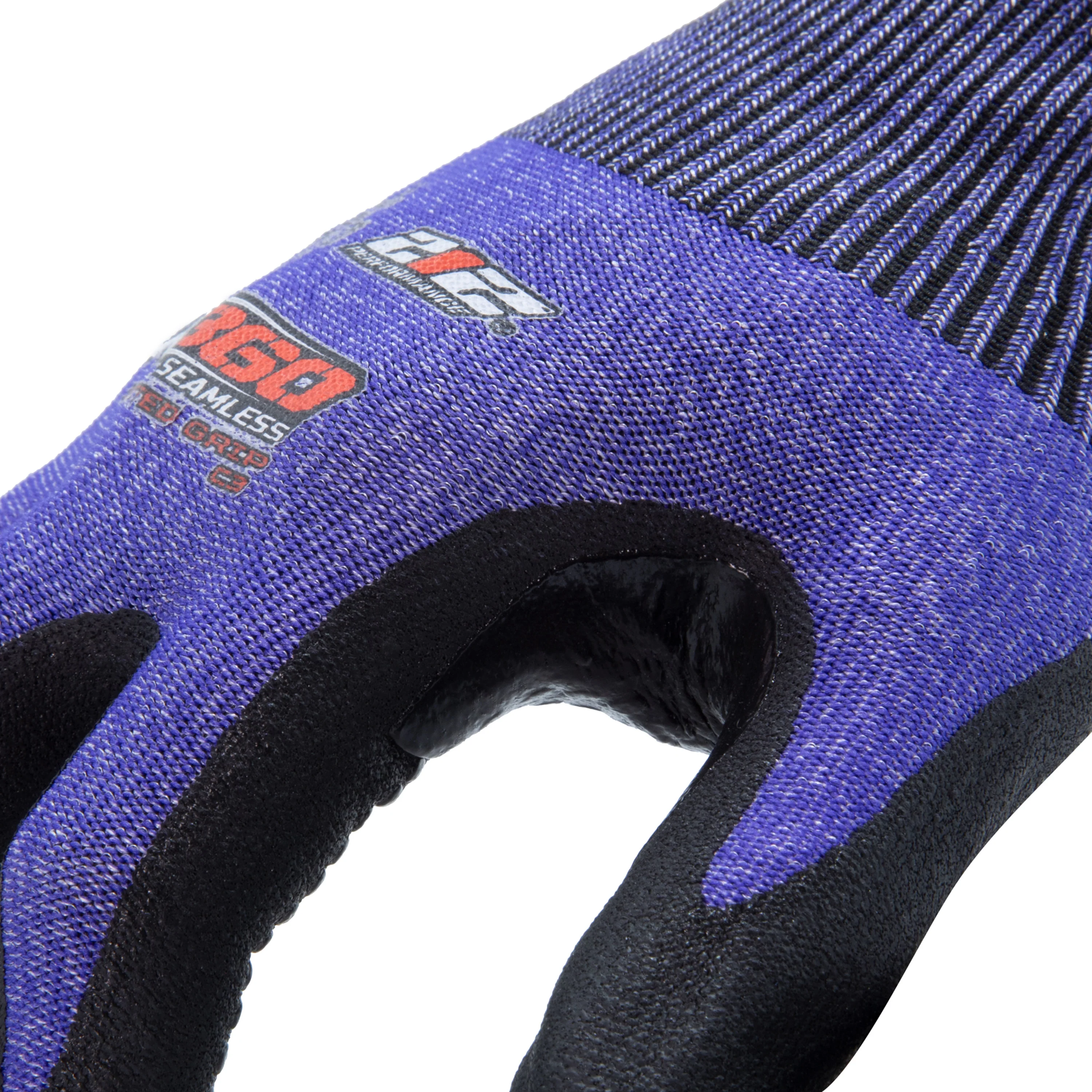 AX360 Seamless Nitrile-dipped Cut Resistant Dotted Grip Gloves in Black and Blues (EN Level 3) - Image 5