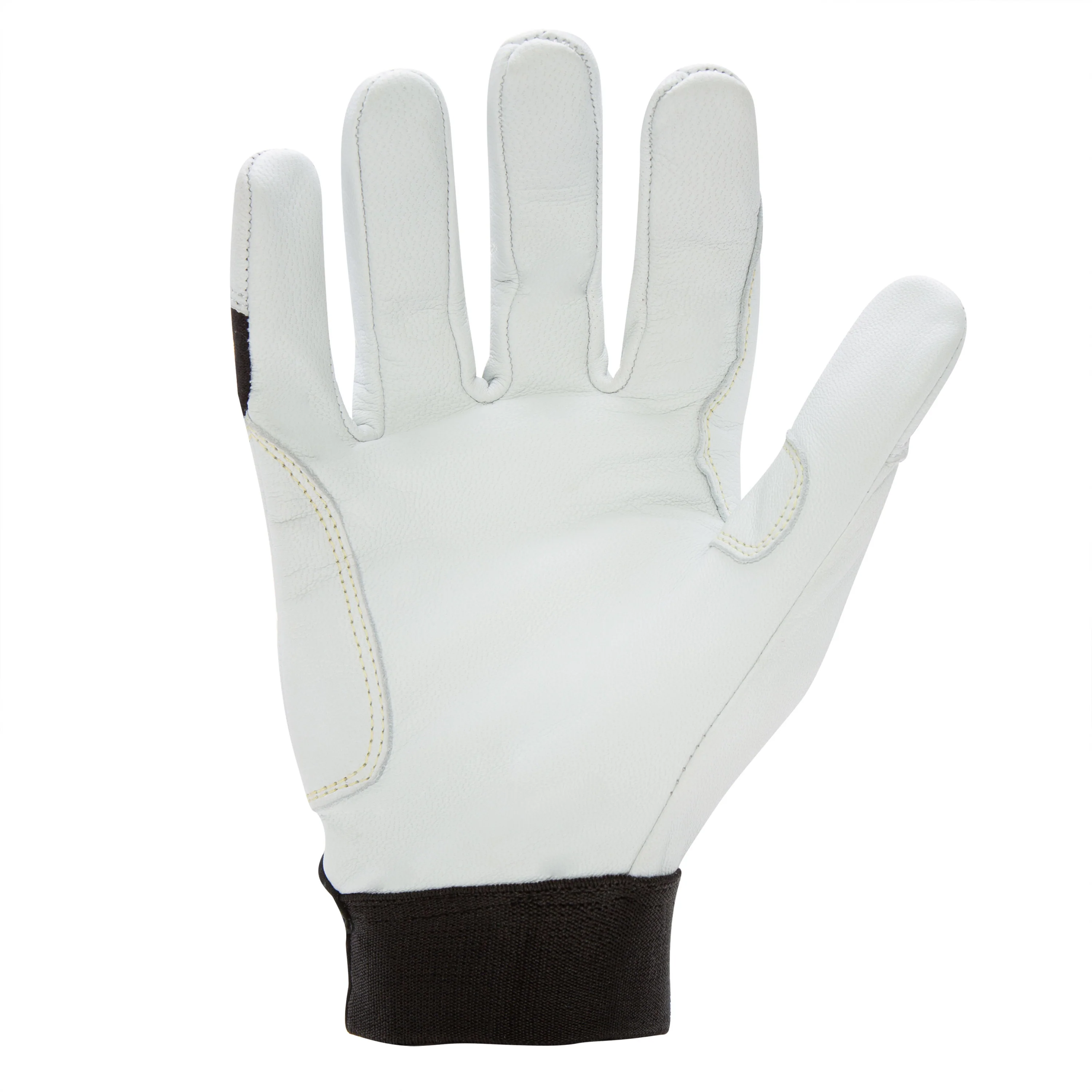 Fire Resistant Leather Palm Cut 5 Welder and Fabricator Gloves in Black and White - Image 4