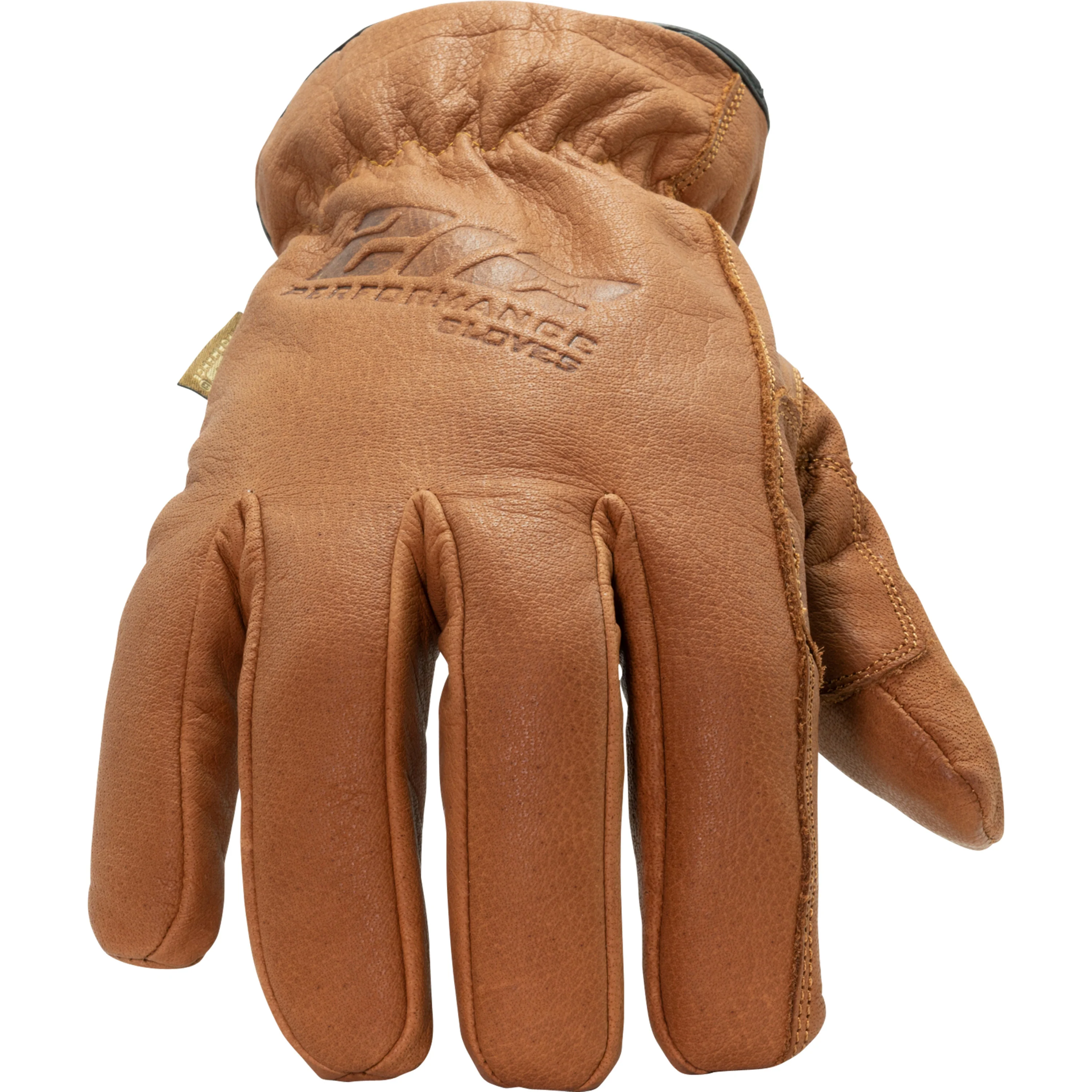 Fleece Lined ANSI A3 Cut Resistant Buffalo Leather Driver Winter Work Glove in Russet Brown - Image 2