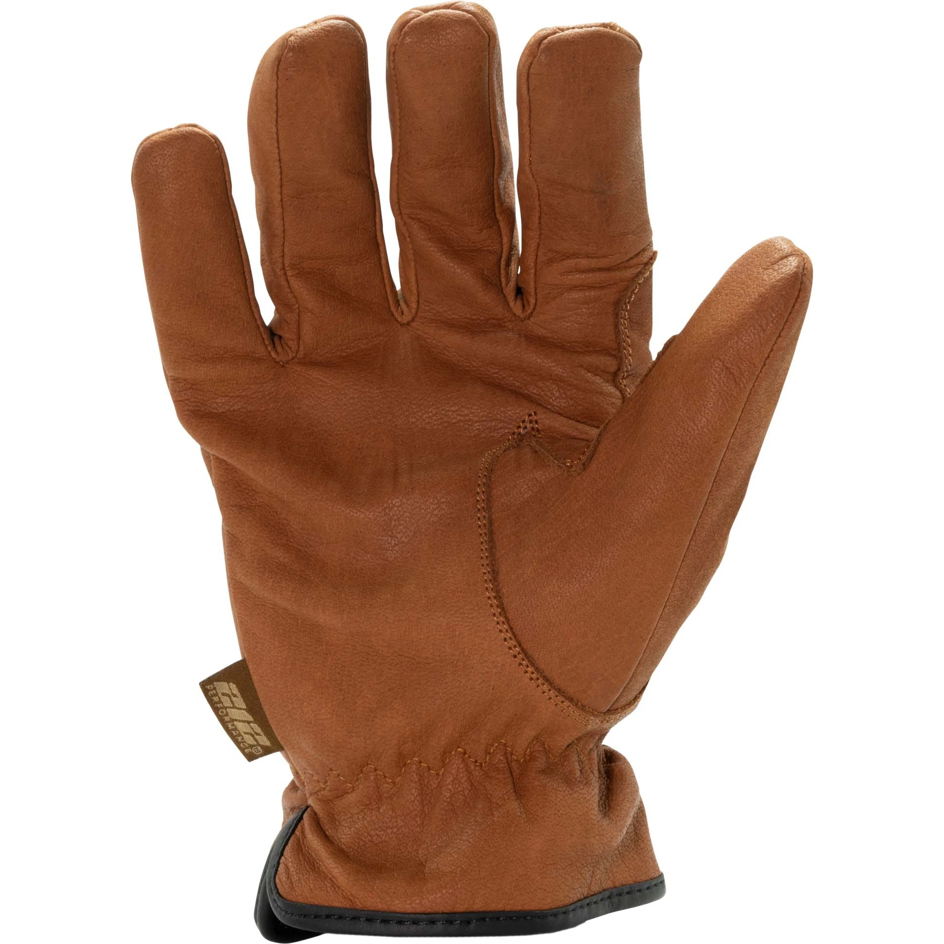 Fleece Lined Buffalo Leather Driver Winter Work Glove in Russet Brown - Image 4