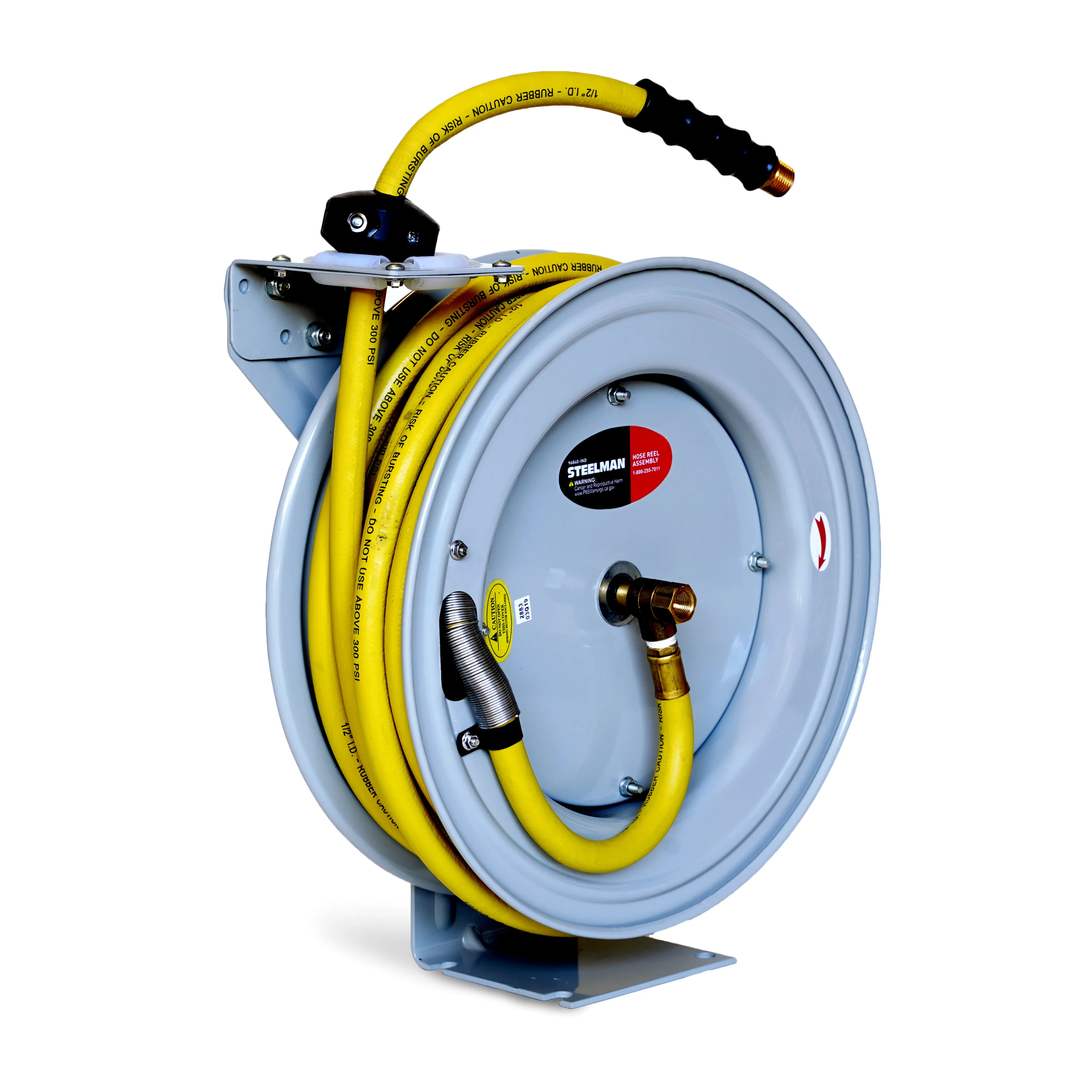 Enclosed Spring Garden Center Water / Pneumatic Hose Reel with 50-Foot 1/2-Inch ID Hose - Image 6