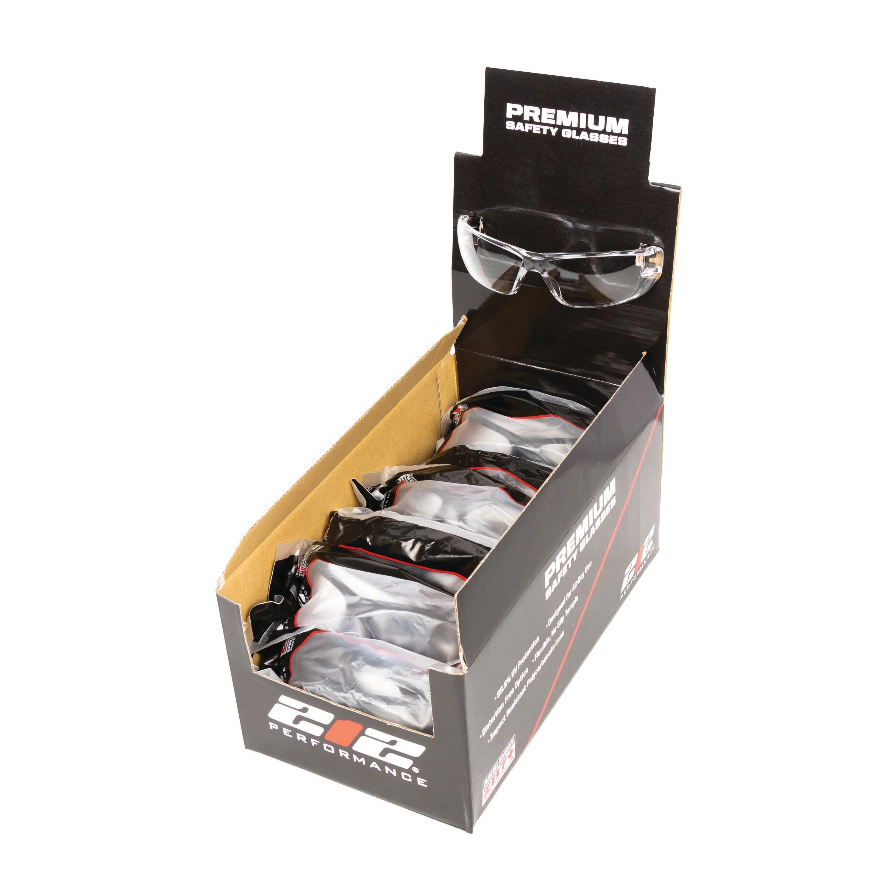 Premium Gasket Sealed Anti-Fog Clear Lens Safety Glasses with Removable Headband in Black and Red 12-Pair Bulk Pack - Image 5