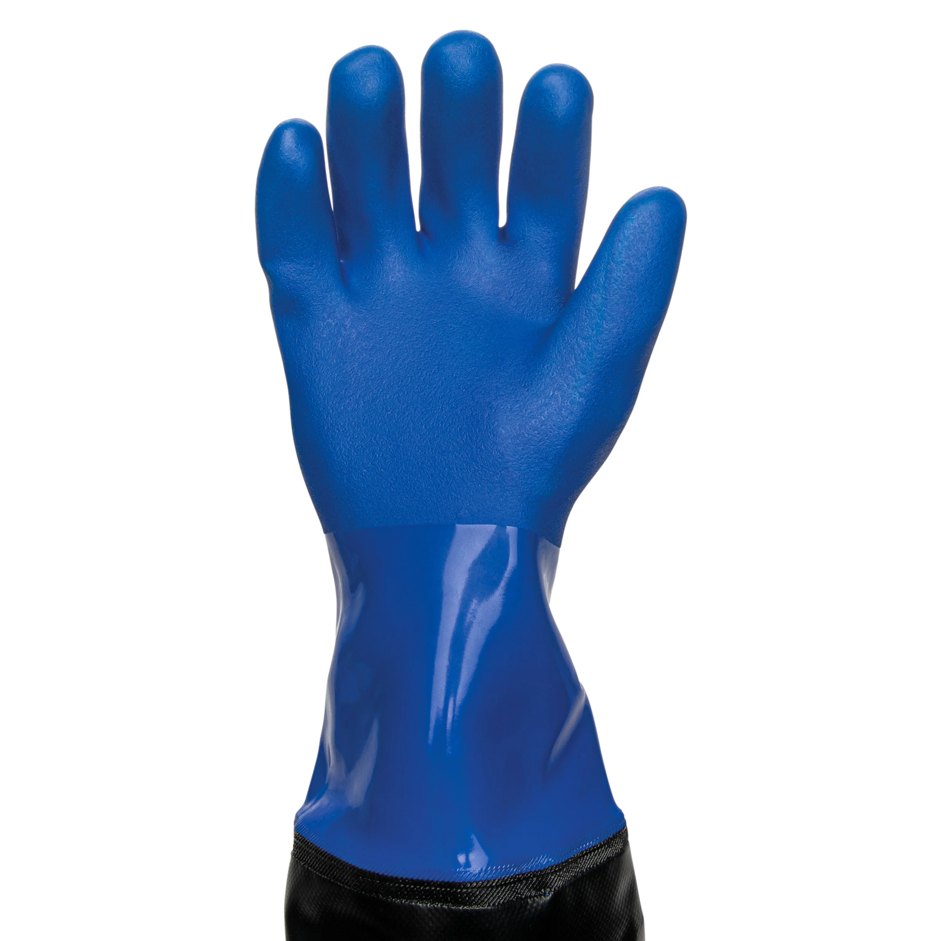 Heat and Liquid Resistant Elbow Length Protective Gloves in Blue and Black - Image 4