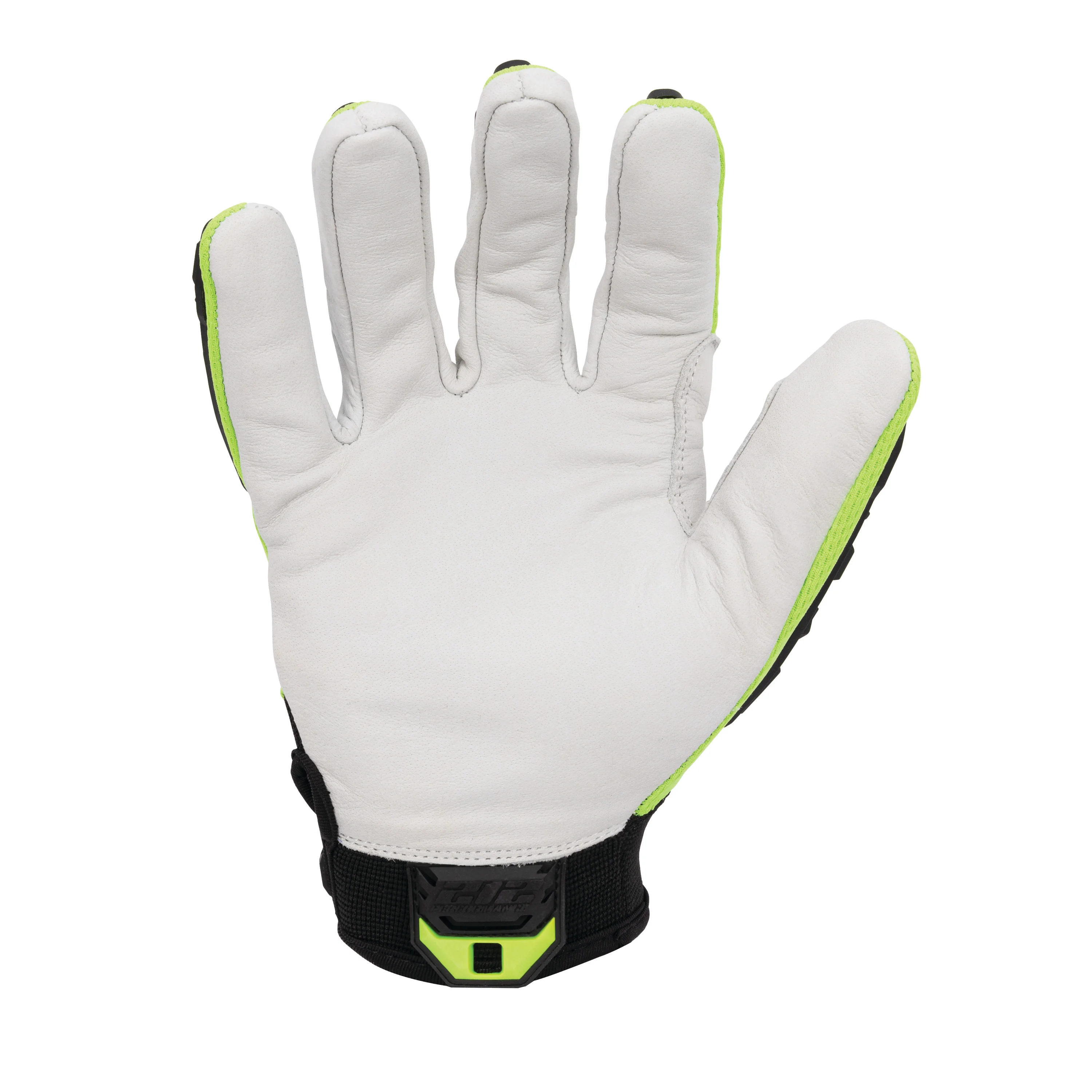 Impact Level 2 and A5 Cut Resistant Buffalo Leather Protective Work Gloves in Hi-Viz Yellow, Black, & White - Image 4