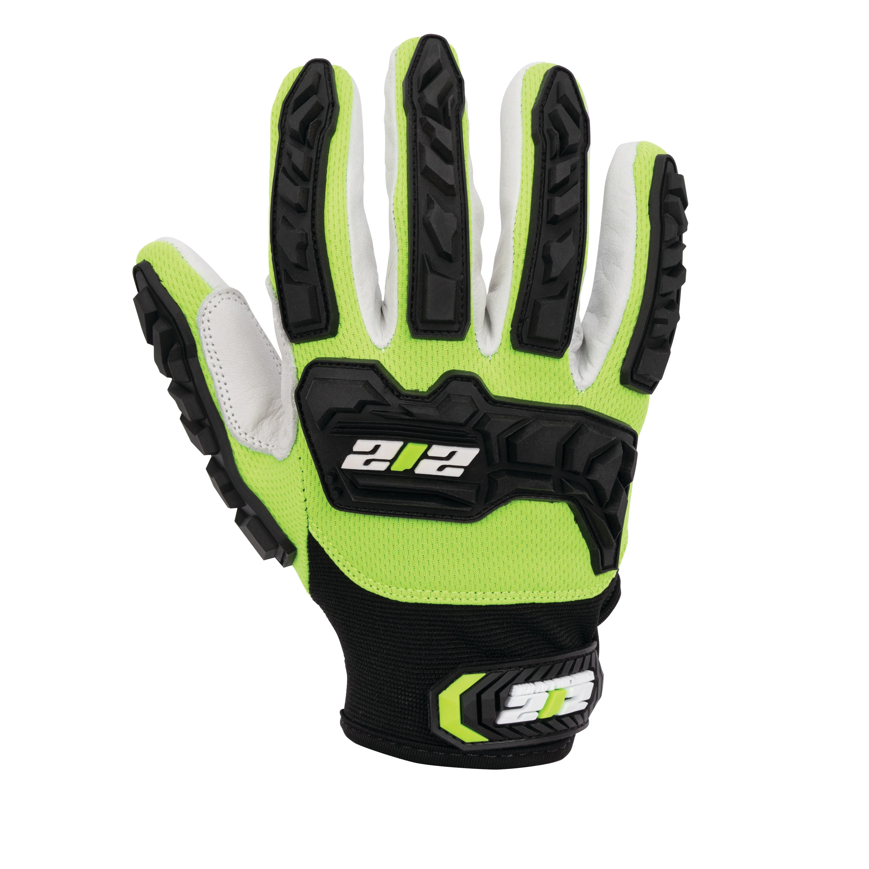 Impact Level 2 and A5 Cut Resistant Buffalo Leather Protective Work Gloves in Hi-Viz Yellow, Black, & White - Image 5