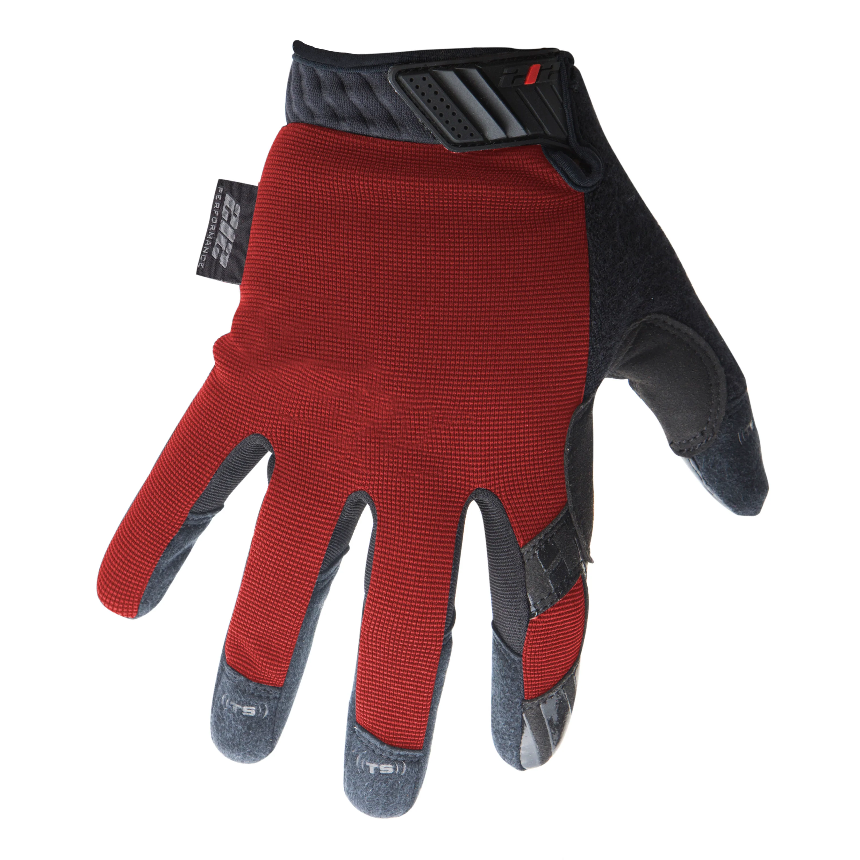 Silicone Grip Touch-Screen Compatible Mechanic Gloves in Red - Image 4