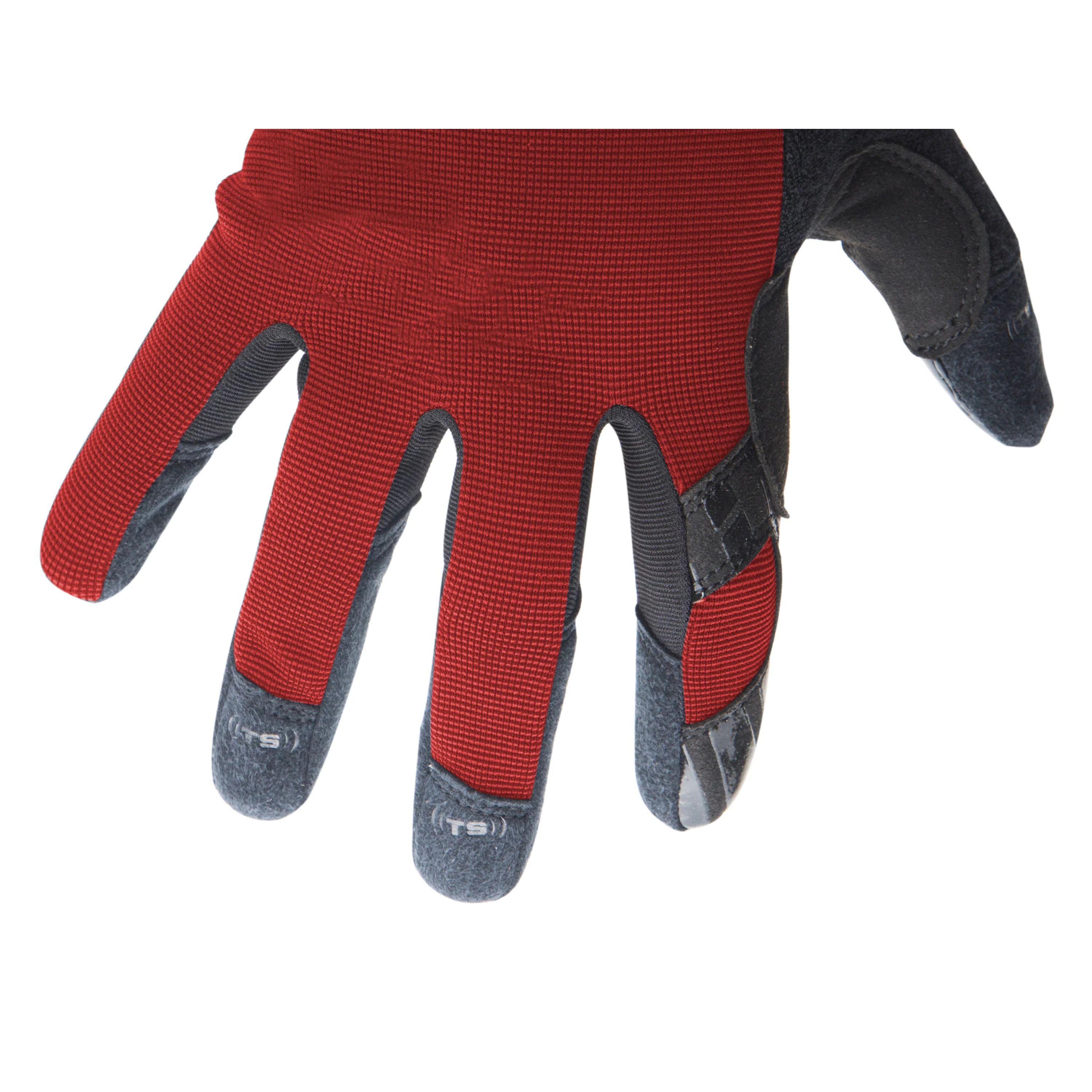 Silicone Grip Touch-Screen Compatible Mechanic Gloves in Red - Image 6