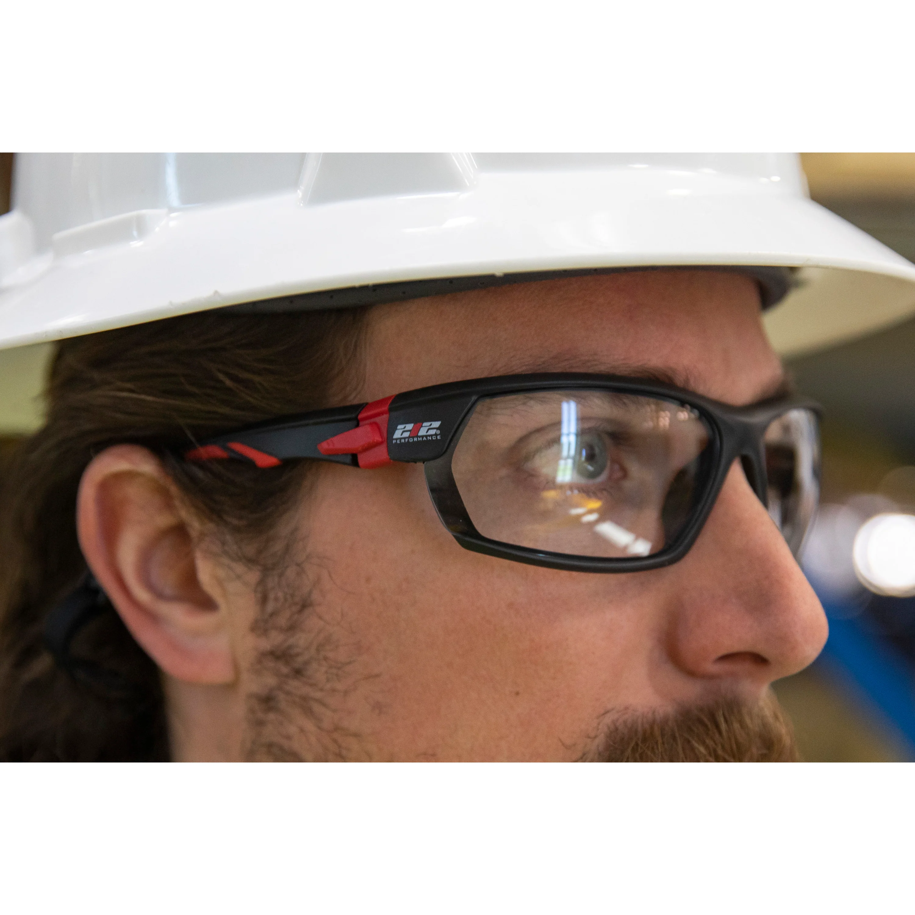 Premium Anti-Fog Smoke Grey Tinted Lens Safety Glasses with Removeable Headband in Black and Red - Image 5