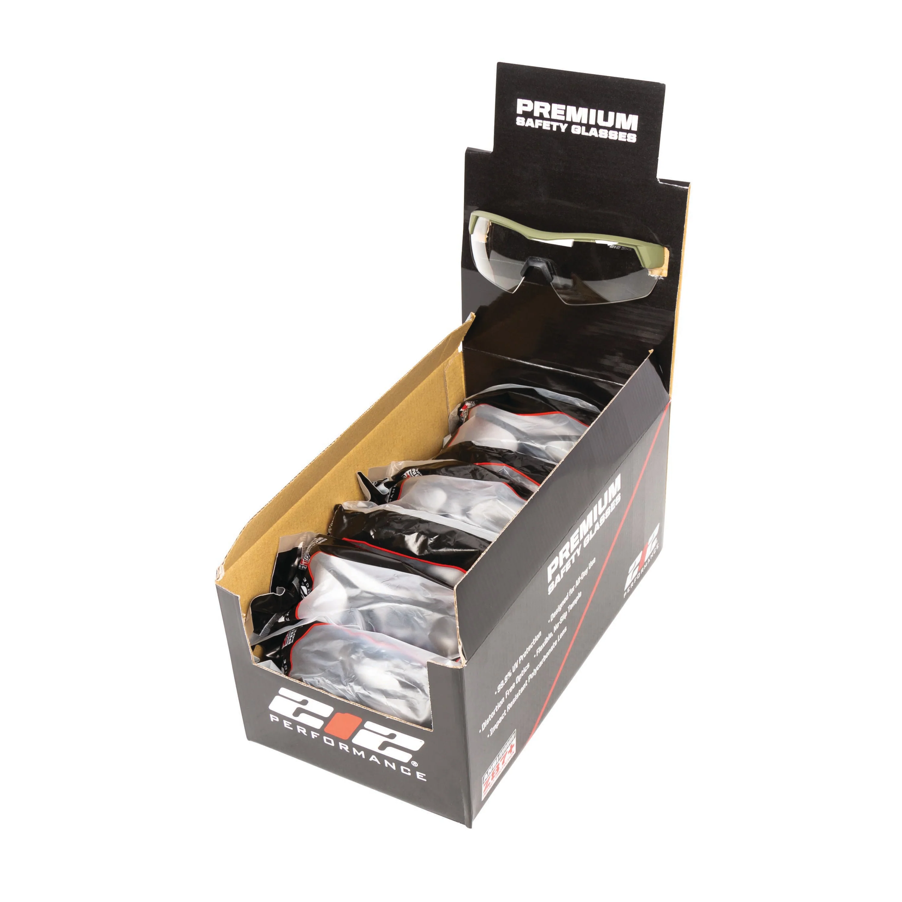 Premium Ballistic Impact Rated Clear Lens Anti-Fog Safety Glasses in Drab Green 12-Pair Bulk Pack - Image 5