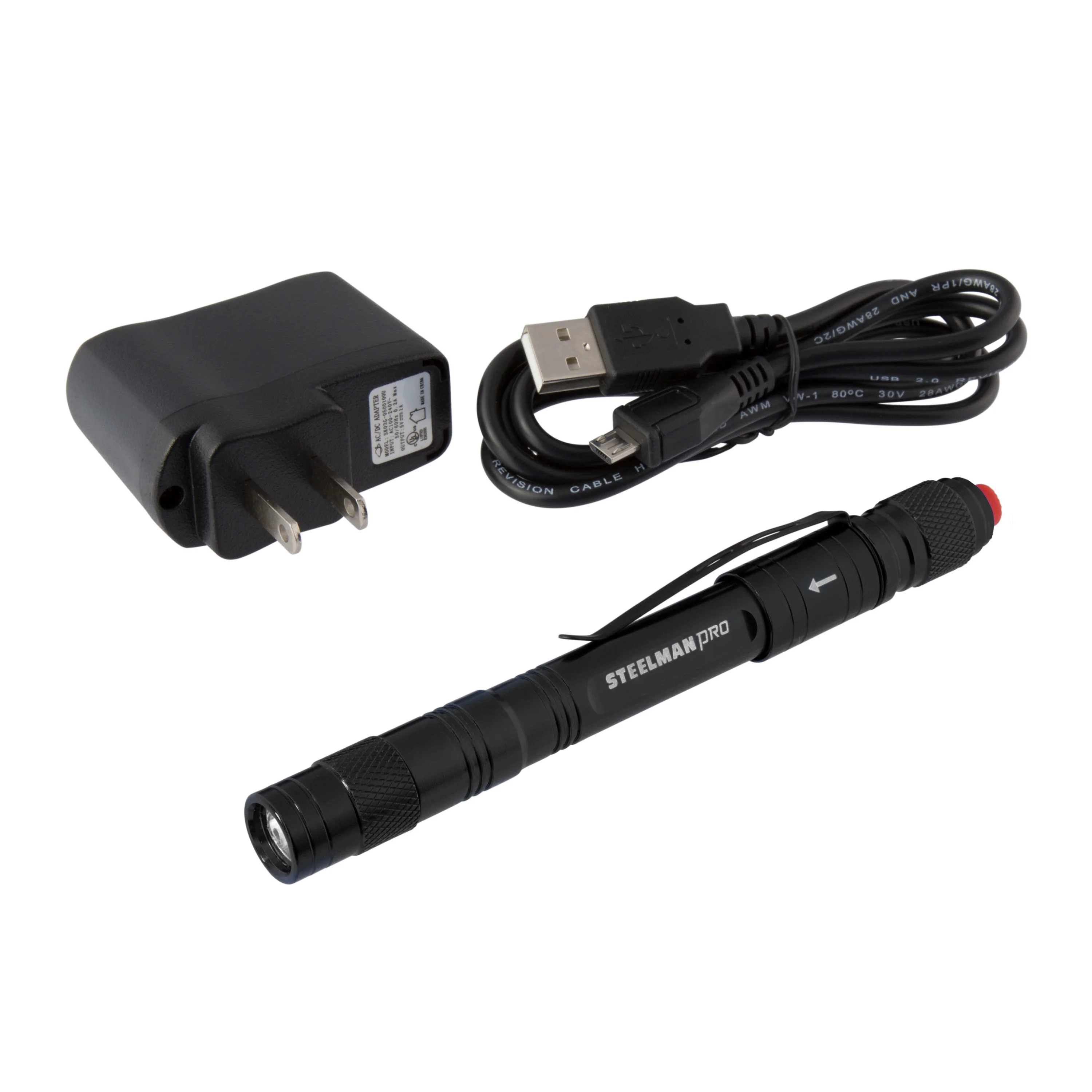 70 Lumen Compact Rechargeable Pocket Pen Light, Black - Image 4
