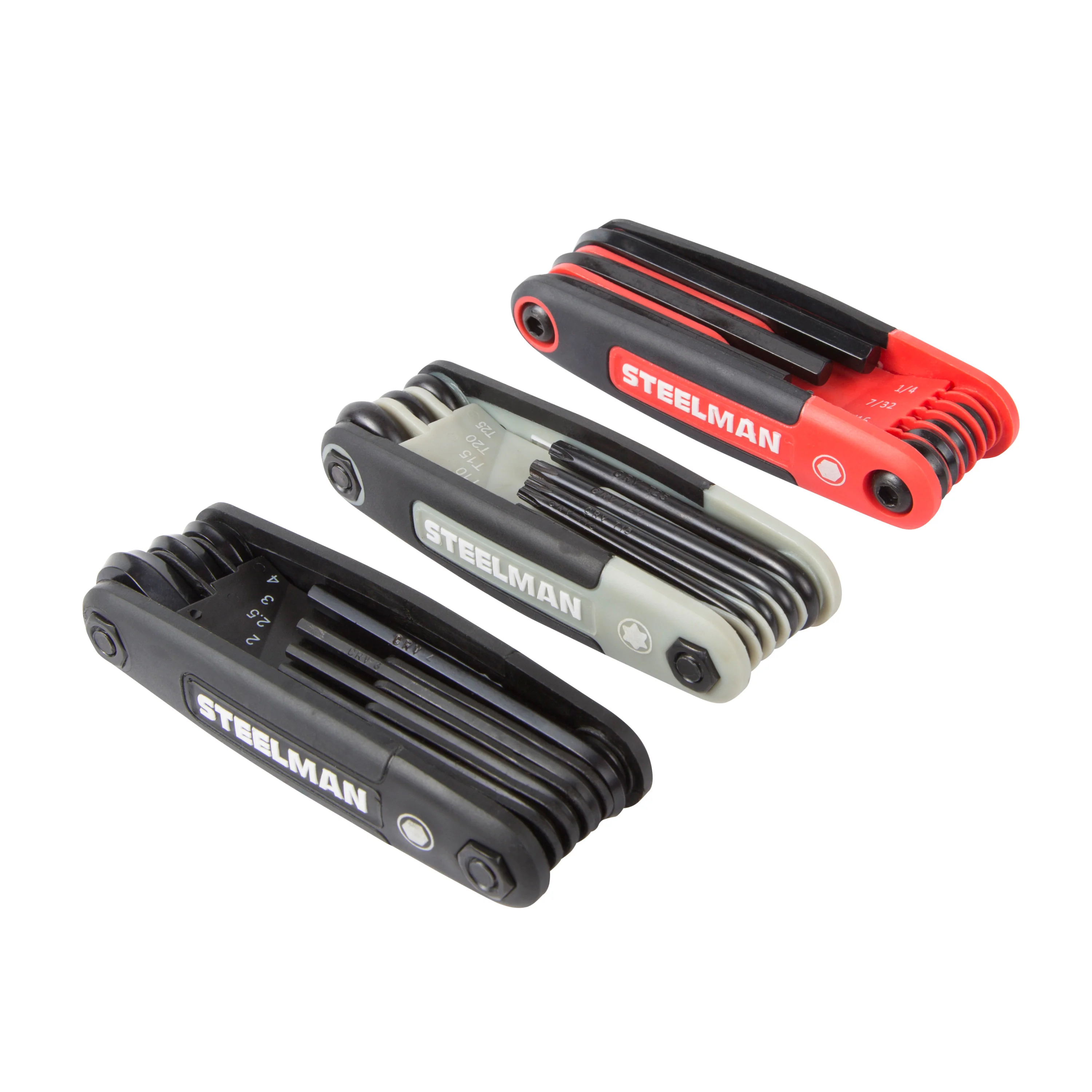 3-Piece Folding Hex Key Set; Includes 9-Standard (SAE-Inch)/8-Metric (MM), and 8-Torx (T) Sizes - Image 2