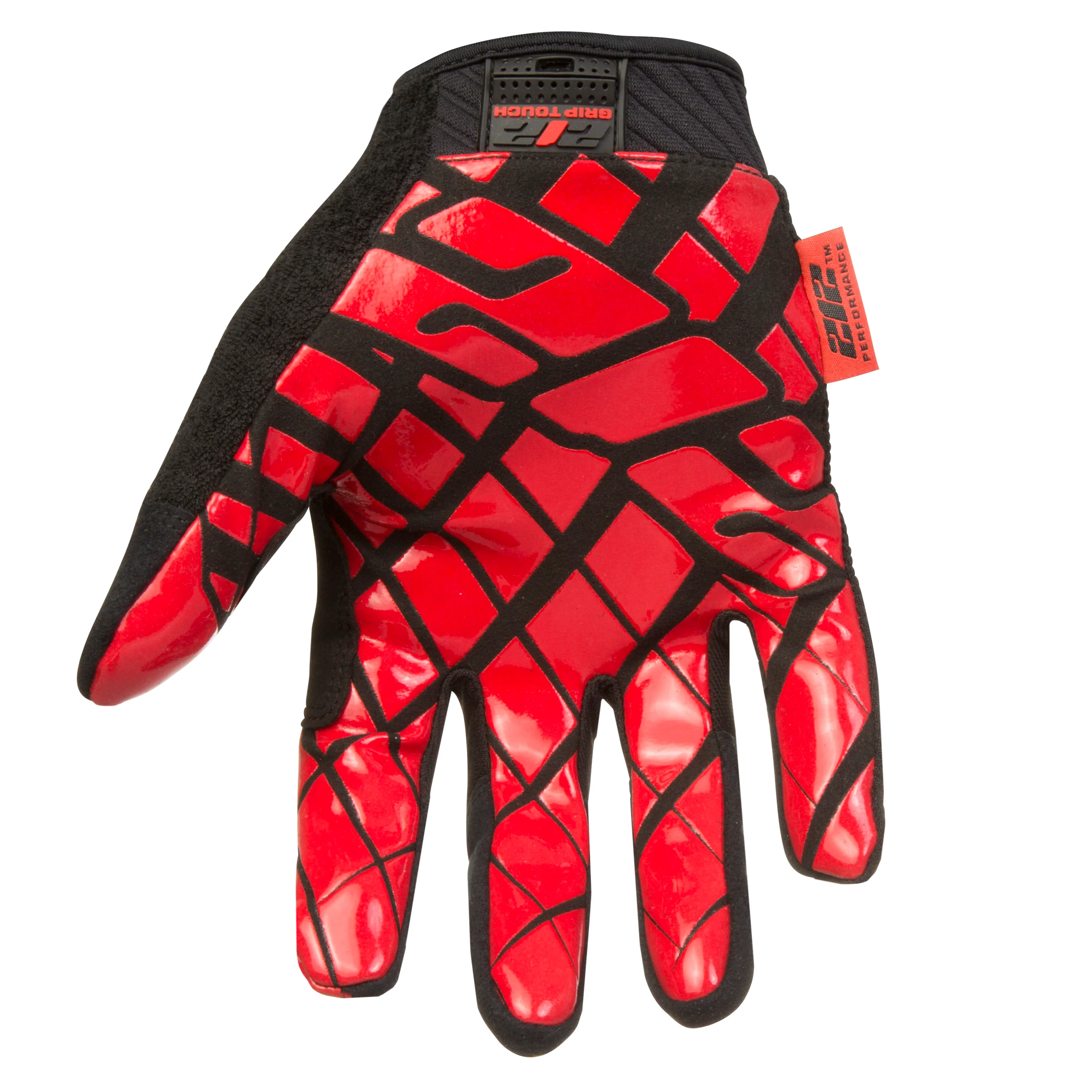 Silicone Grip Touch-Screen Compatible Mechanic Gloves in Black with Red Palm - Image 4