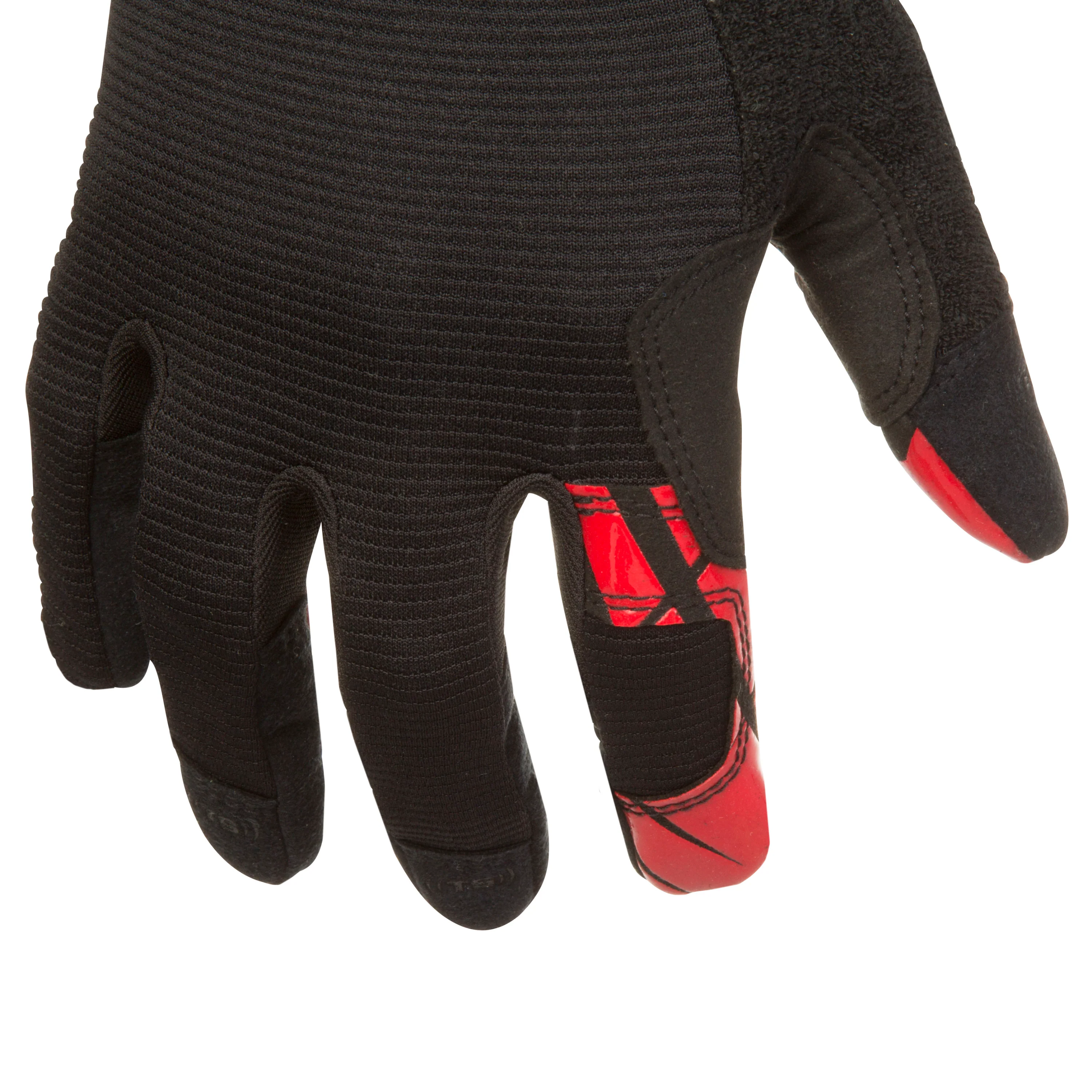 Silicone Grip Touch-Screen Compatible Mechanic Gloves in Black with Red Palm - Image 6