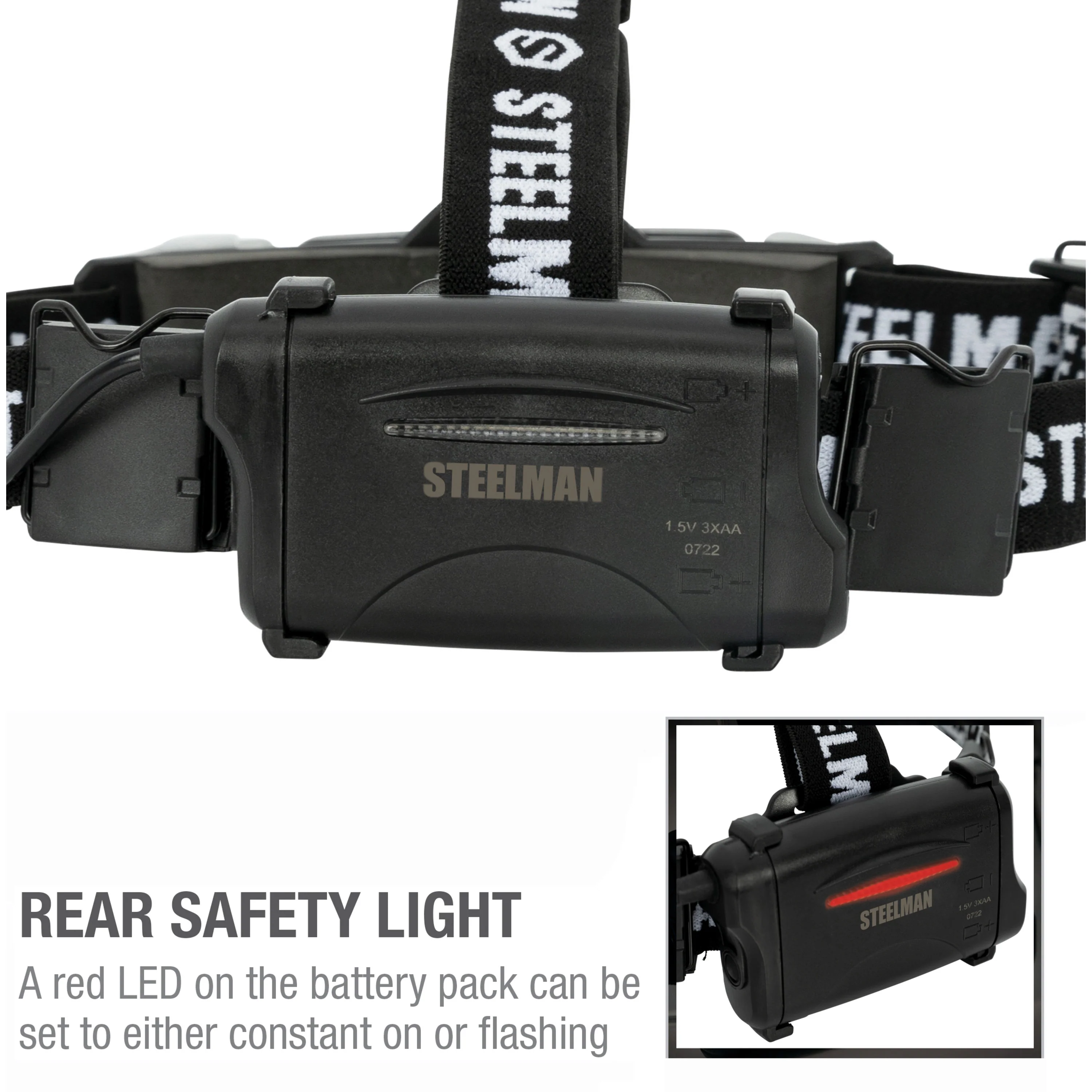 Slim Profile LED 250-Lumen Motion Activated Headlamp with Rear Red Blinker, 3xAA battery powered, includes Red Night-vision LEDs - Image 8