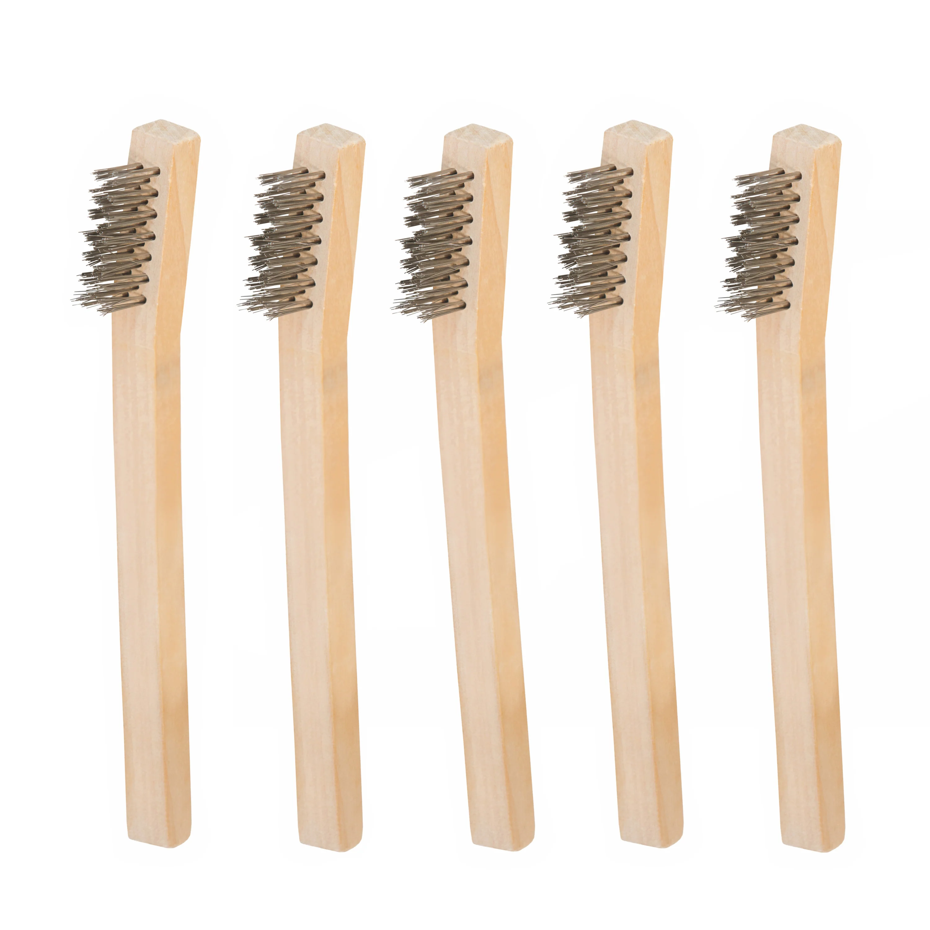 Stainless Steel 800 Bristle Count Wire Brush with Wood Handle, 5-Pack - Image 2