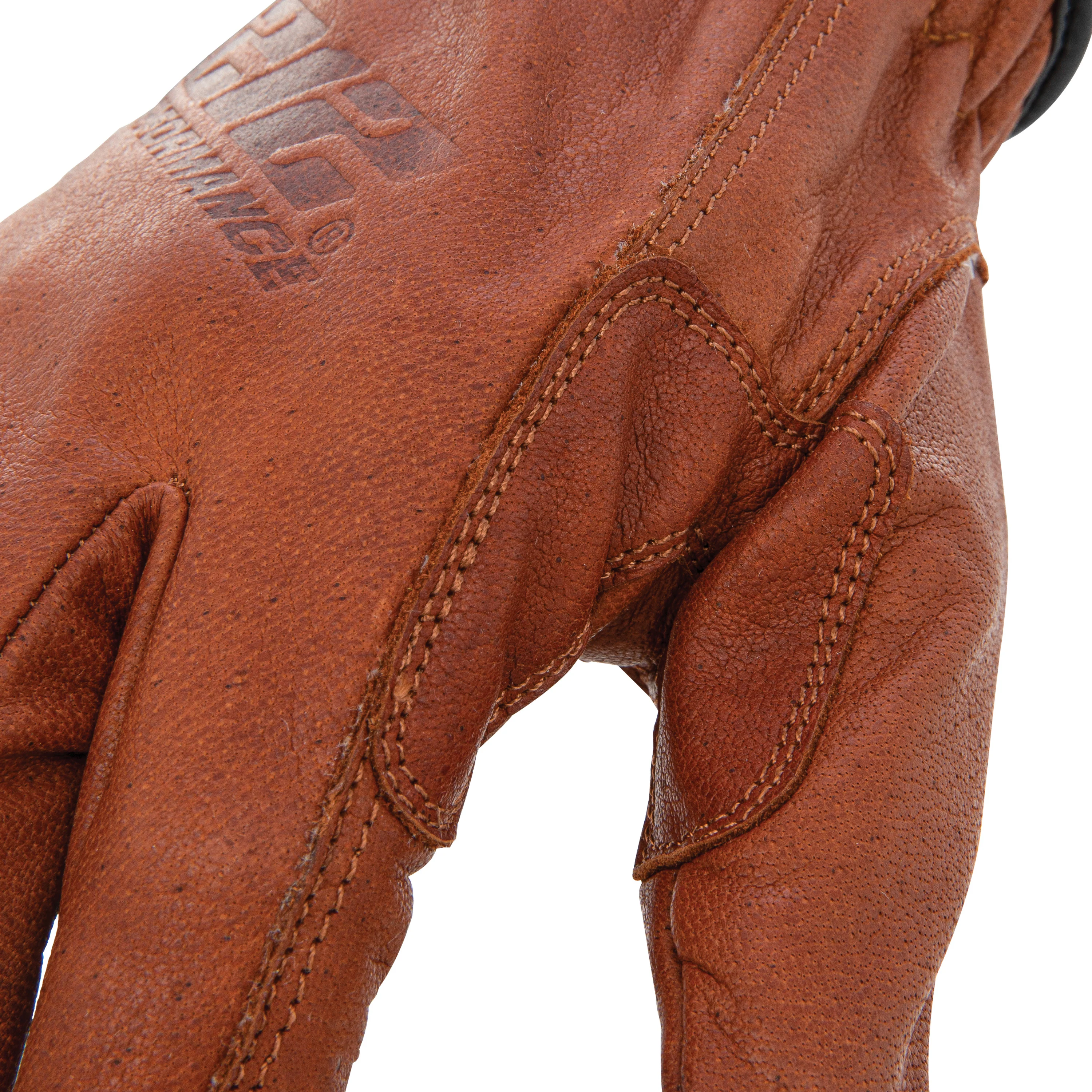Fleece Lined ANSI A3 Cut Resistant Buffalo Leather Driver Winter Work Glove with Rib Knit Cuff in Russet Brown - Image 5