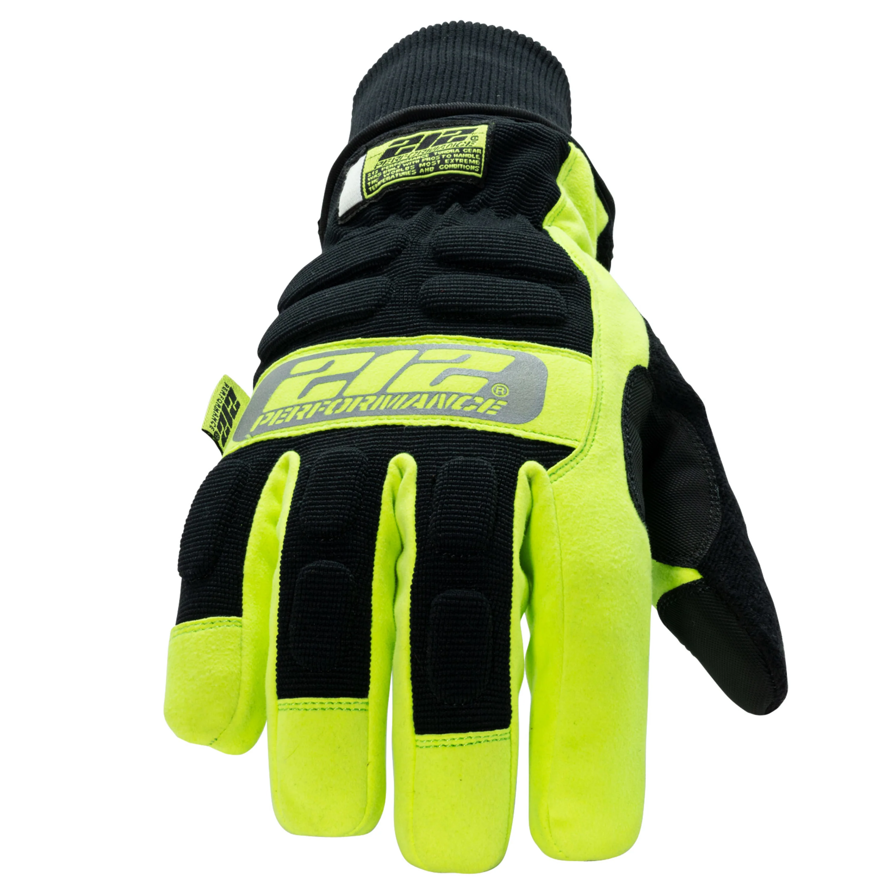 Waterproof Fleece Lined Impact Protective Tundra Winter Work Gloves in Black and Hi-Viz Yellow - Image 2