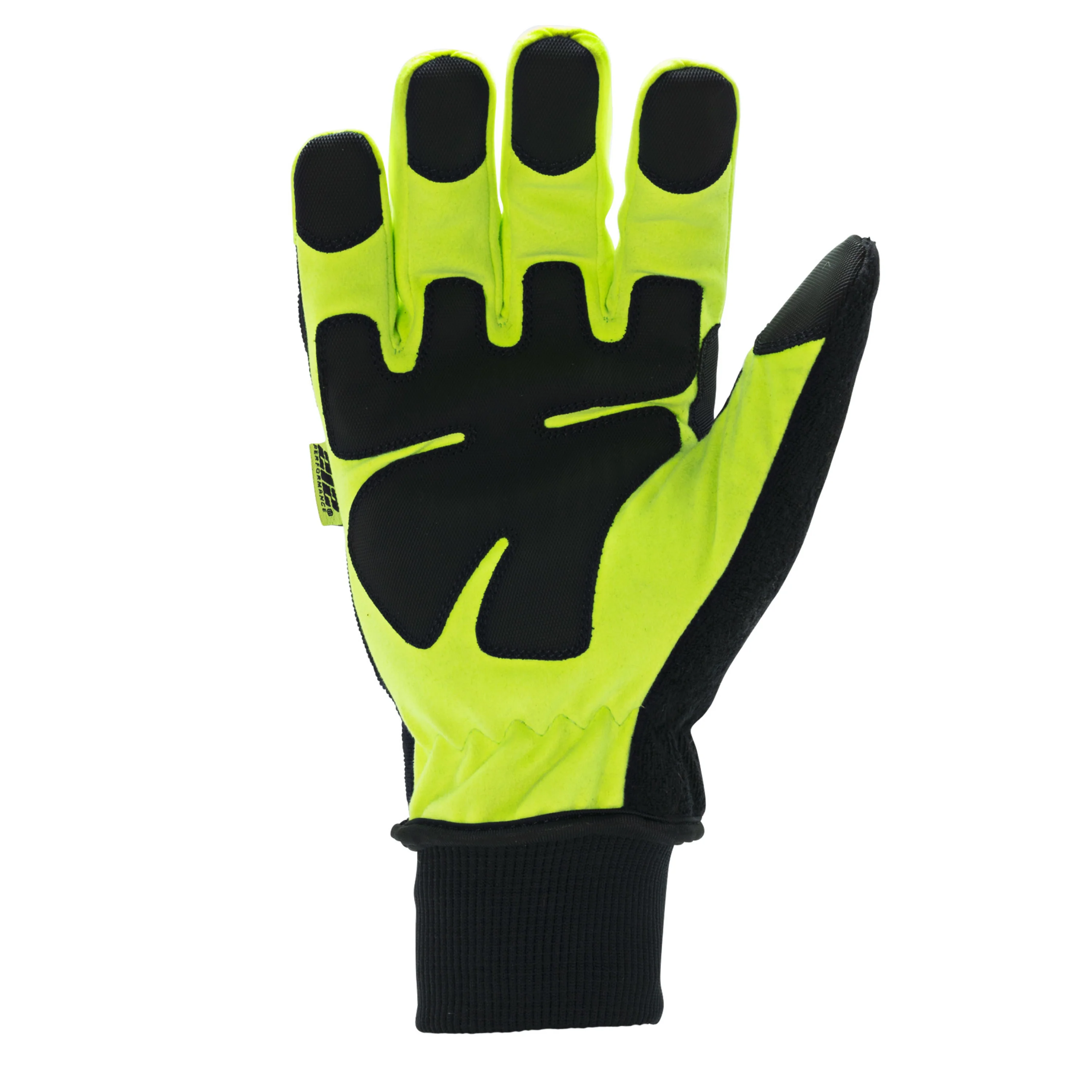 Waterproof Fleece Lined Impact Protective Tundra Winter Work Gloves in Black and Hi-Viz Yellow - Image 4