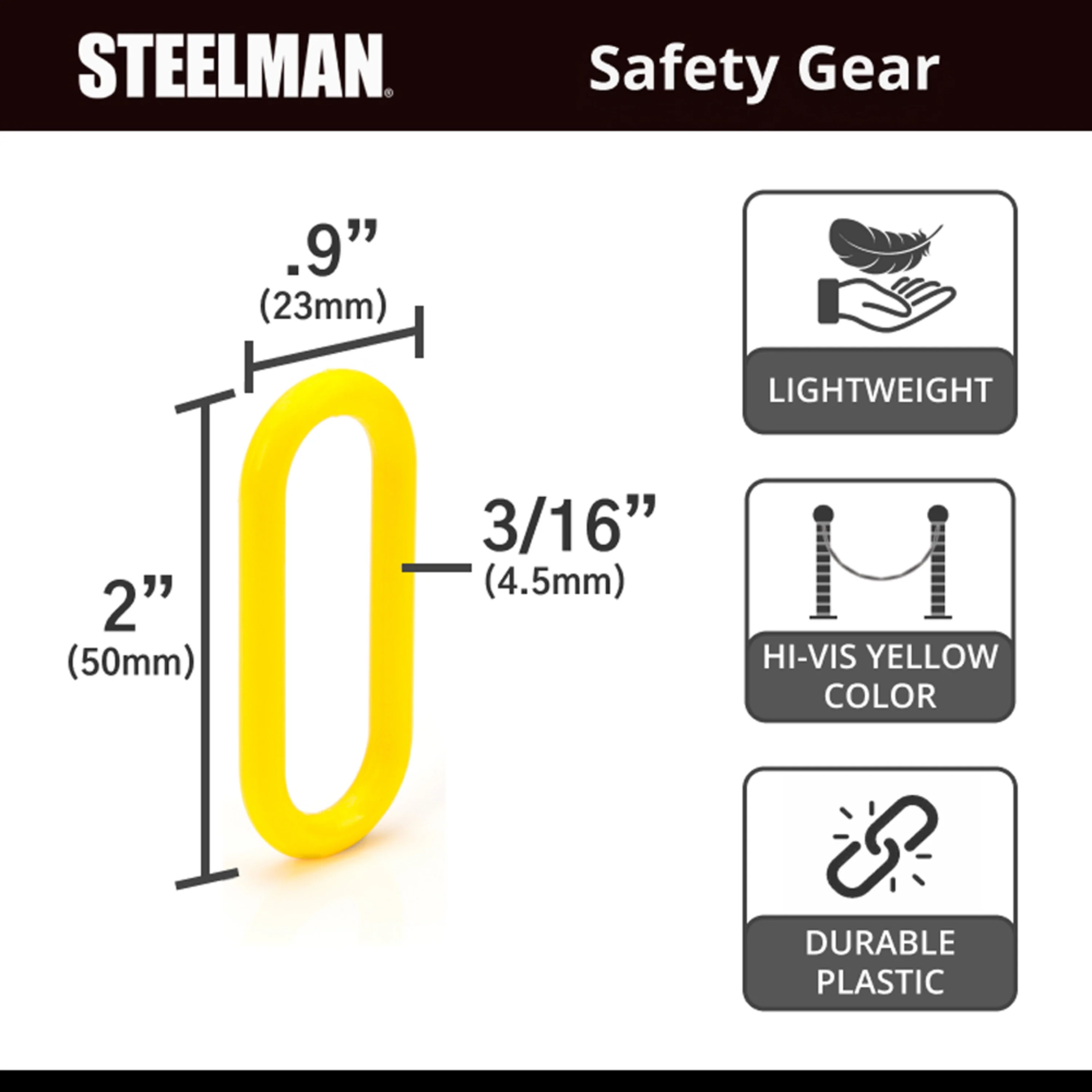 100-Foot Yellow Plastic Safety Chain - Image 5